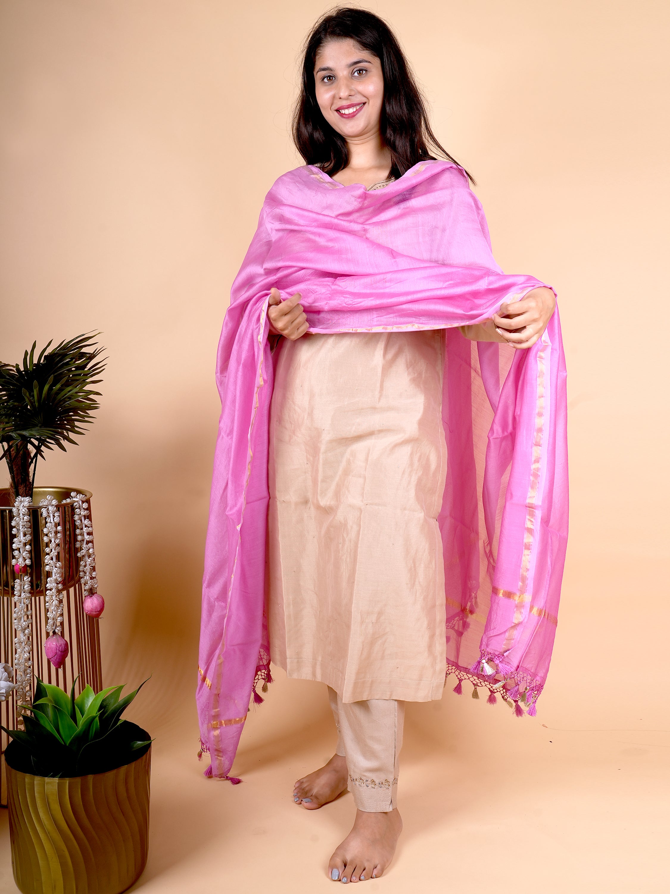 Pure Chanderi Plain Dupatta