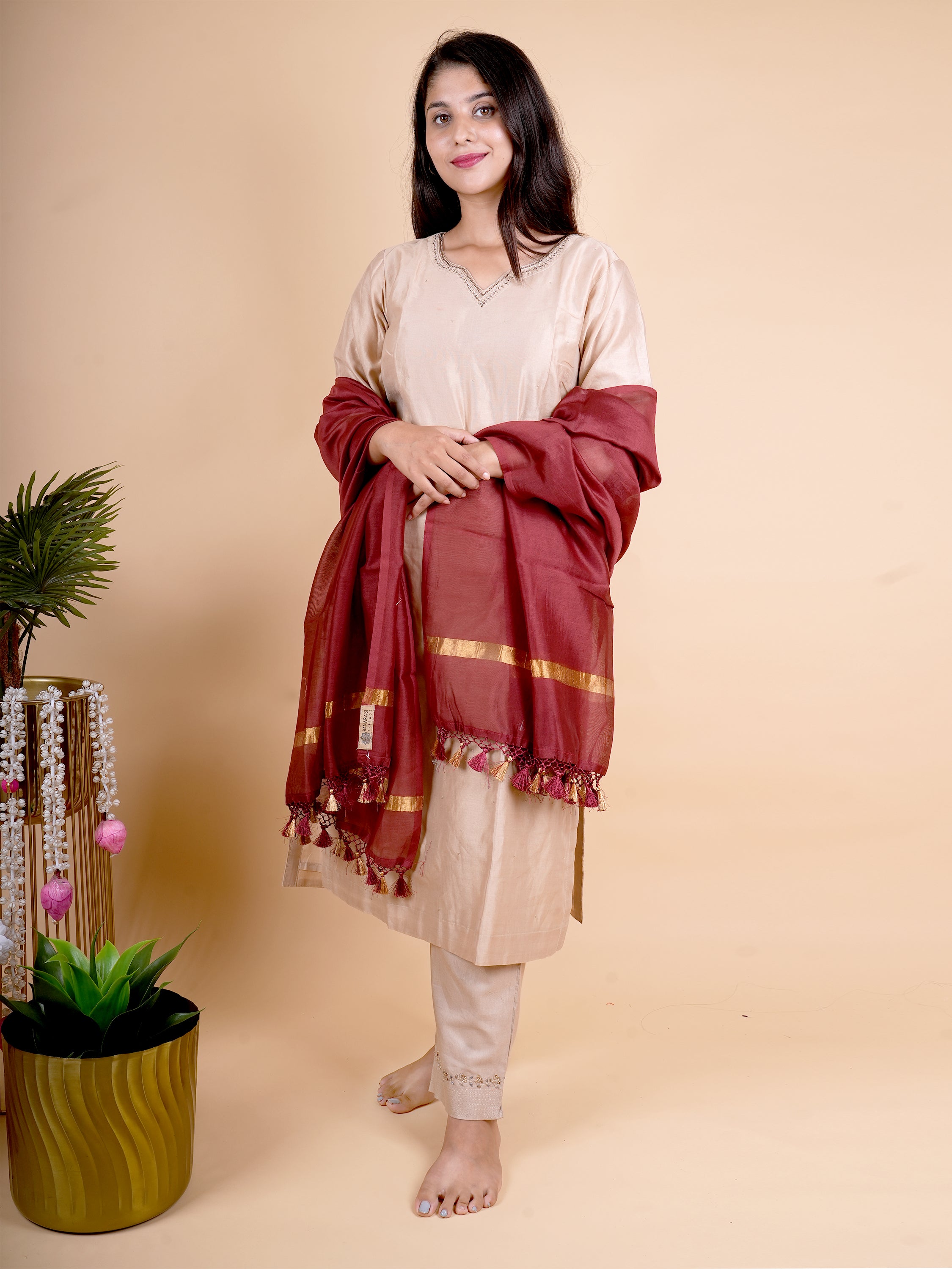 Pure Chanderi Plain Dupatta