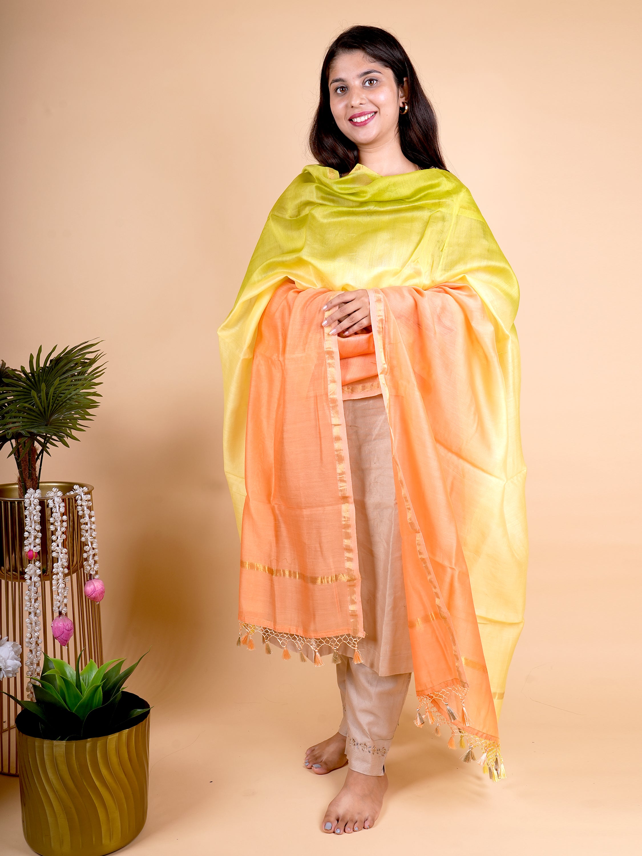 Pure Chanderi Plain Dupatta