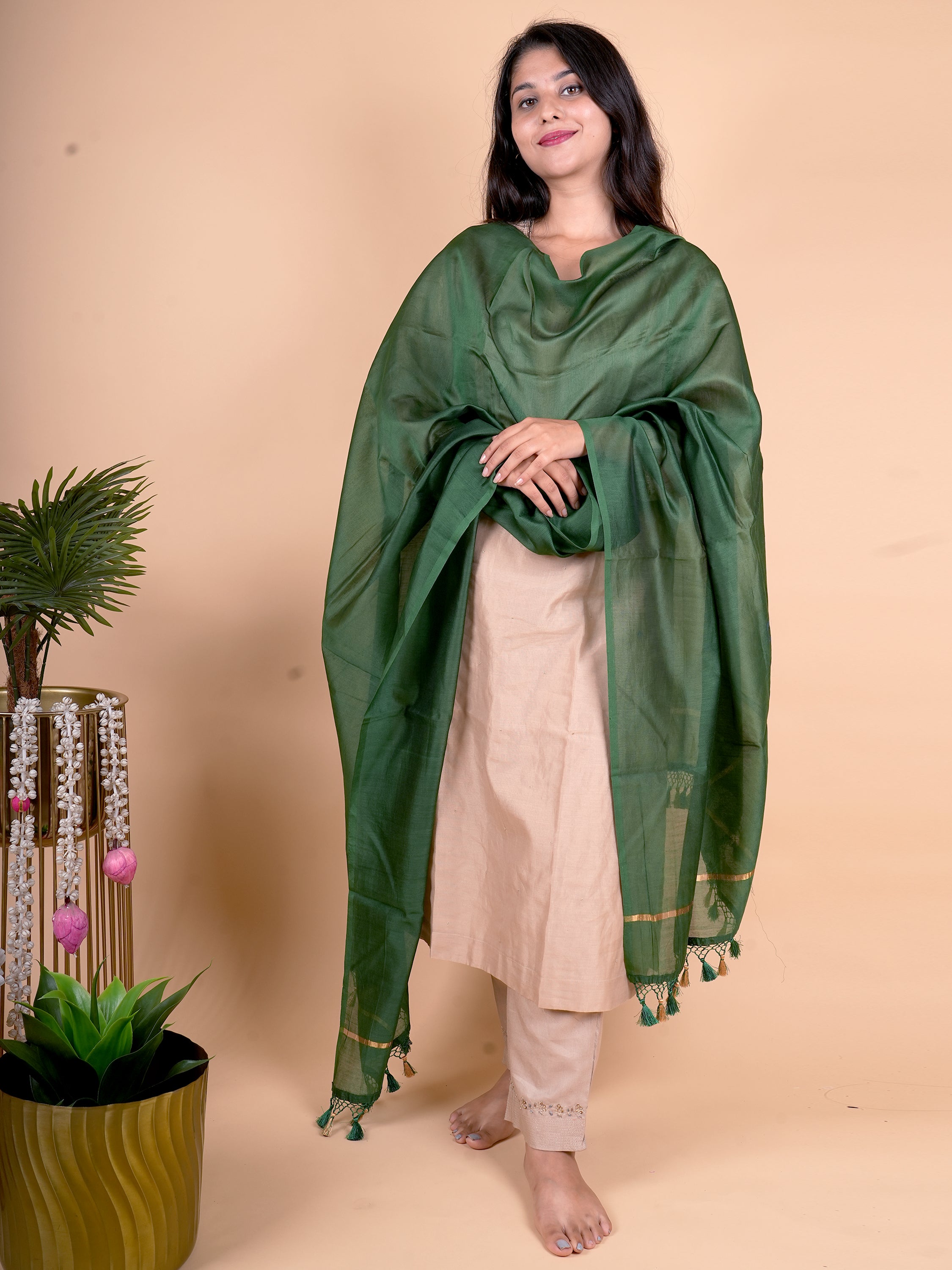 Pure Chanderi Plain Dupatta