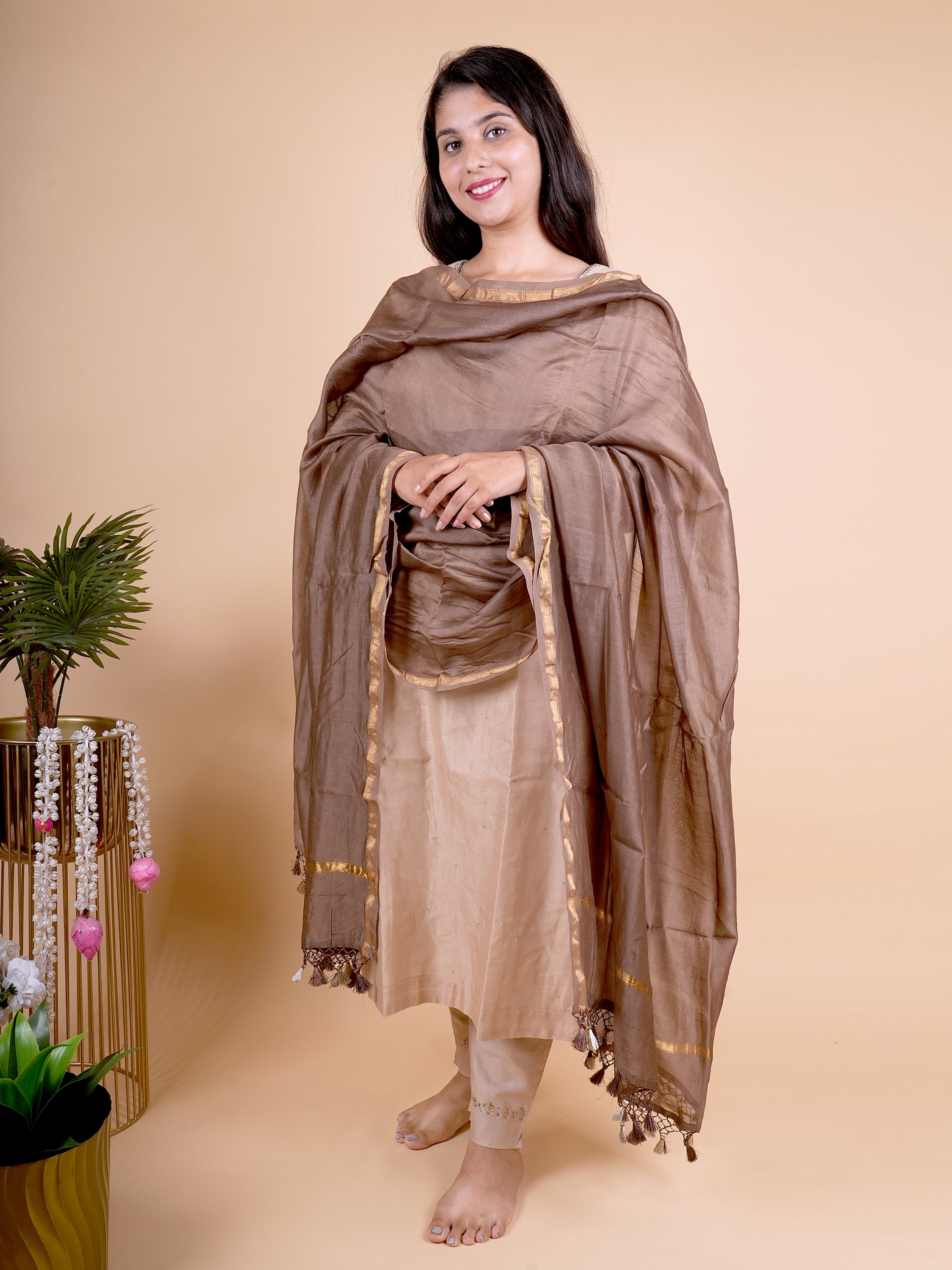 Pure Chanderi Plain Dupatta