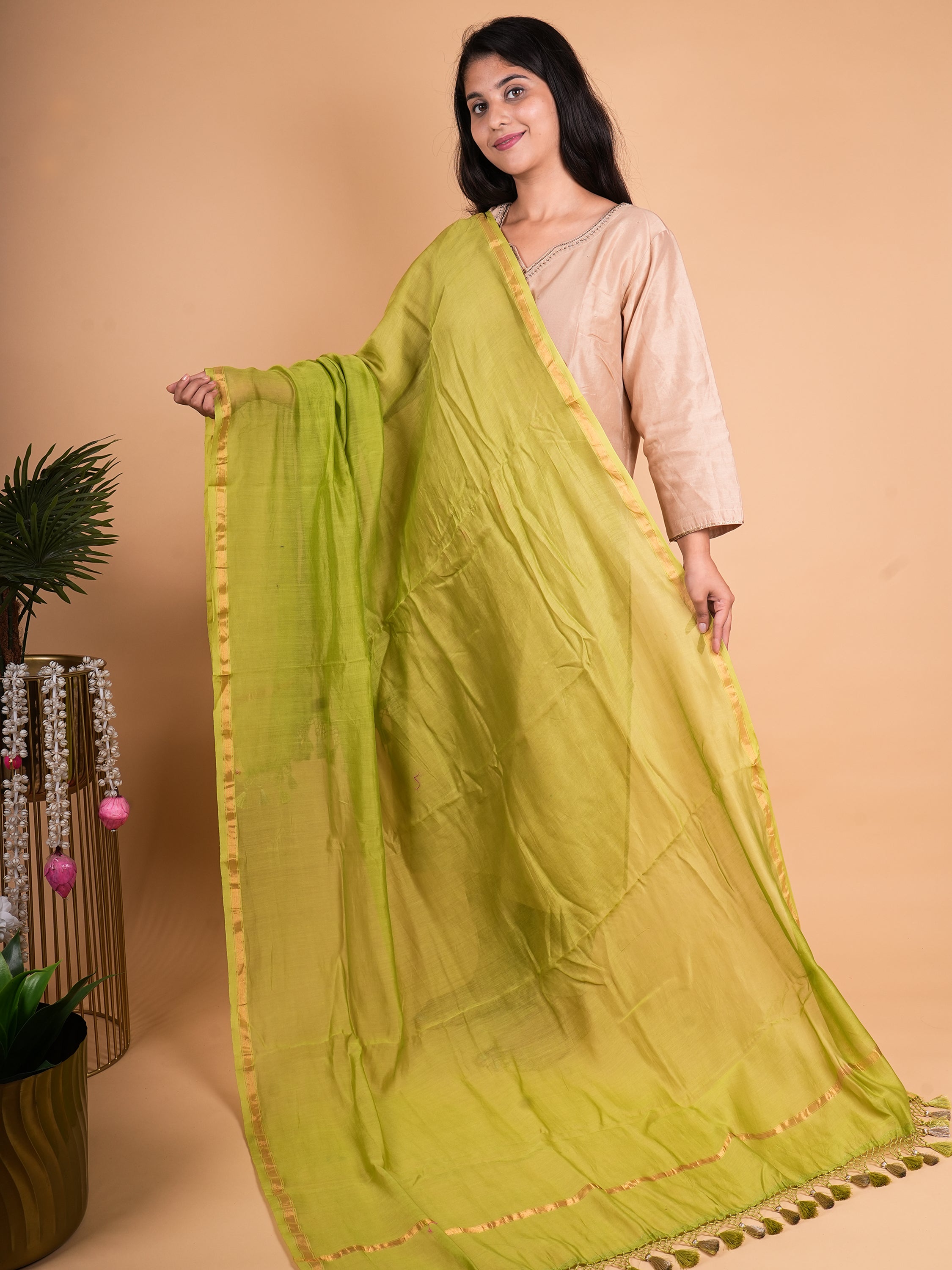 Pure Chanderi Plain Dupatta