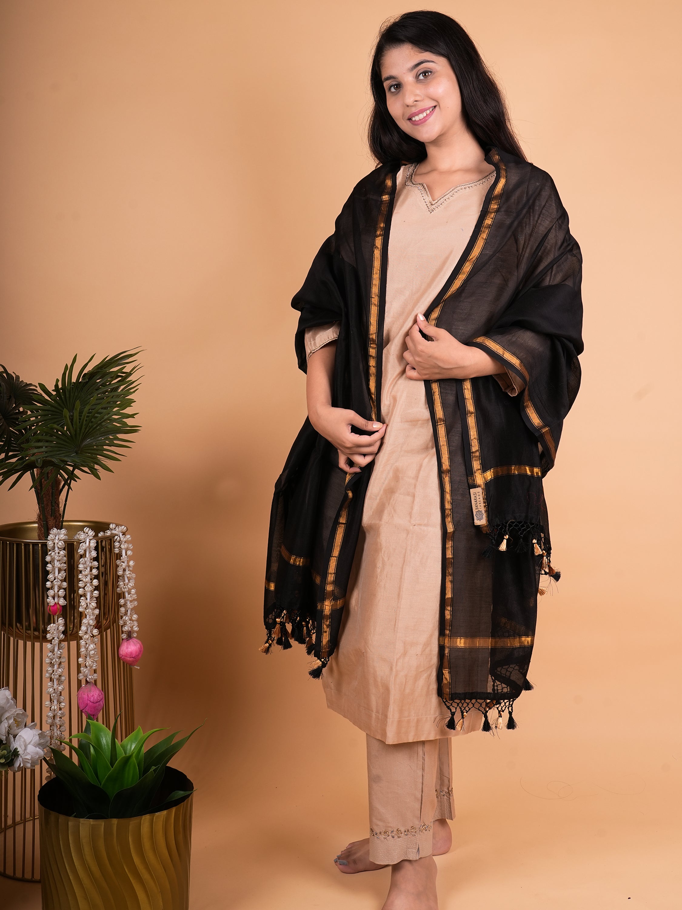 Pure Chanderi Plain Dupatta