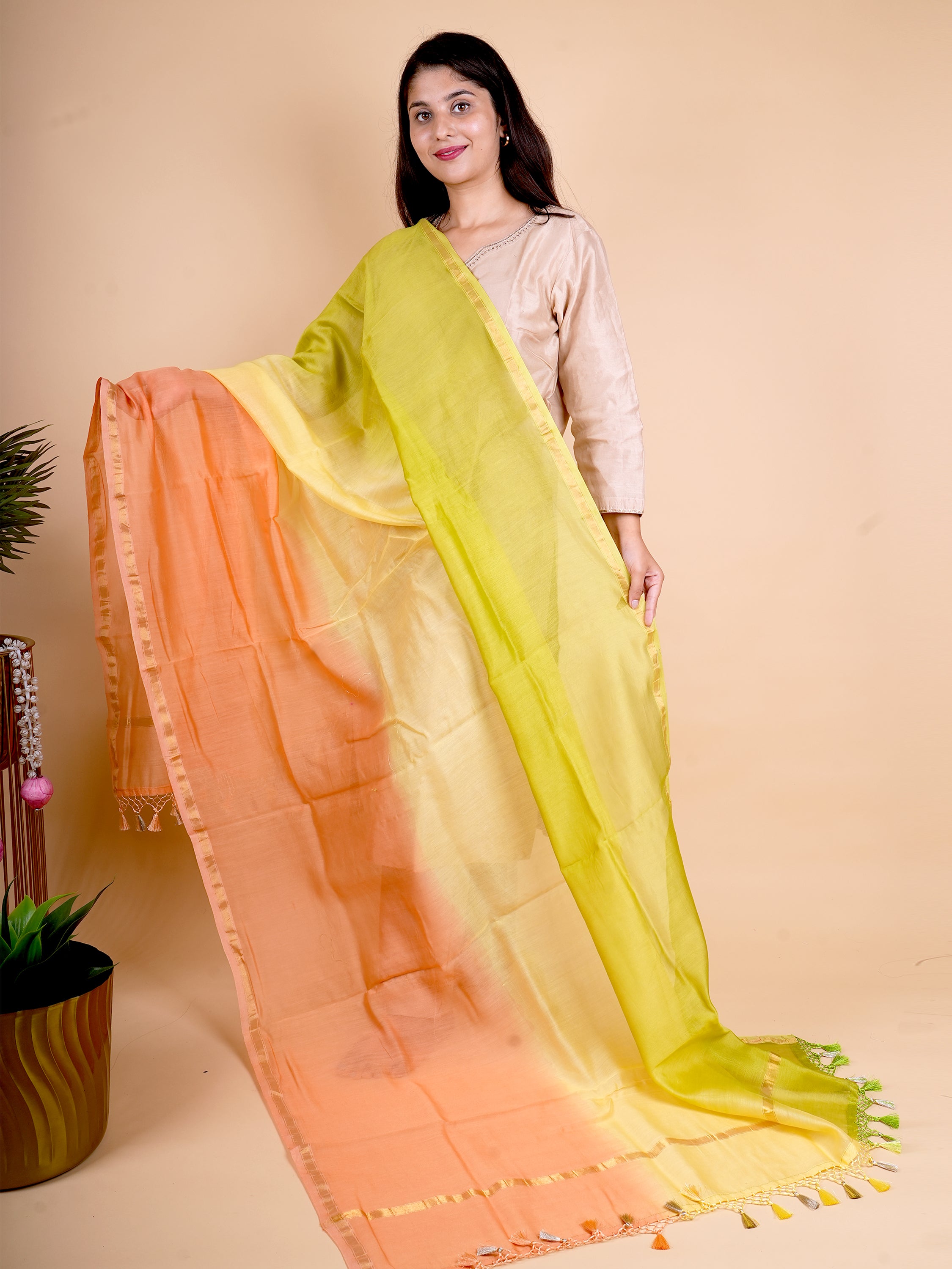 Pure Chanderi Plain Dupatta