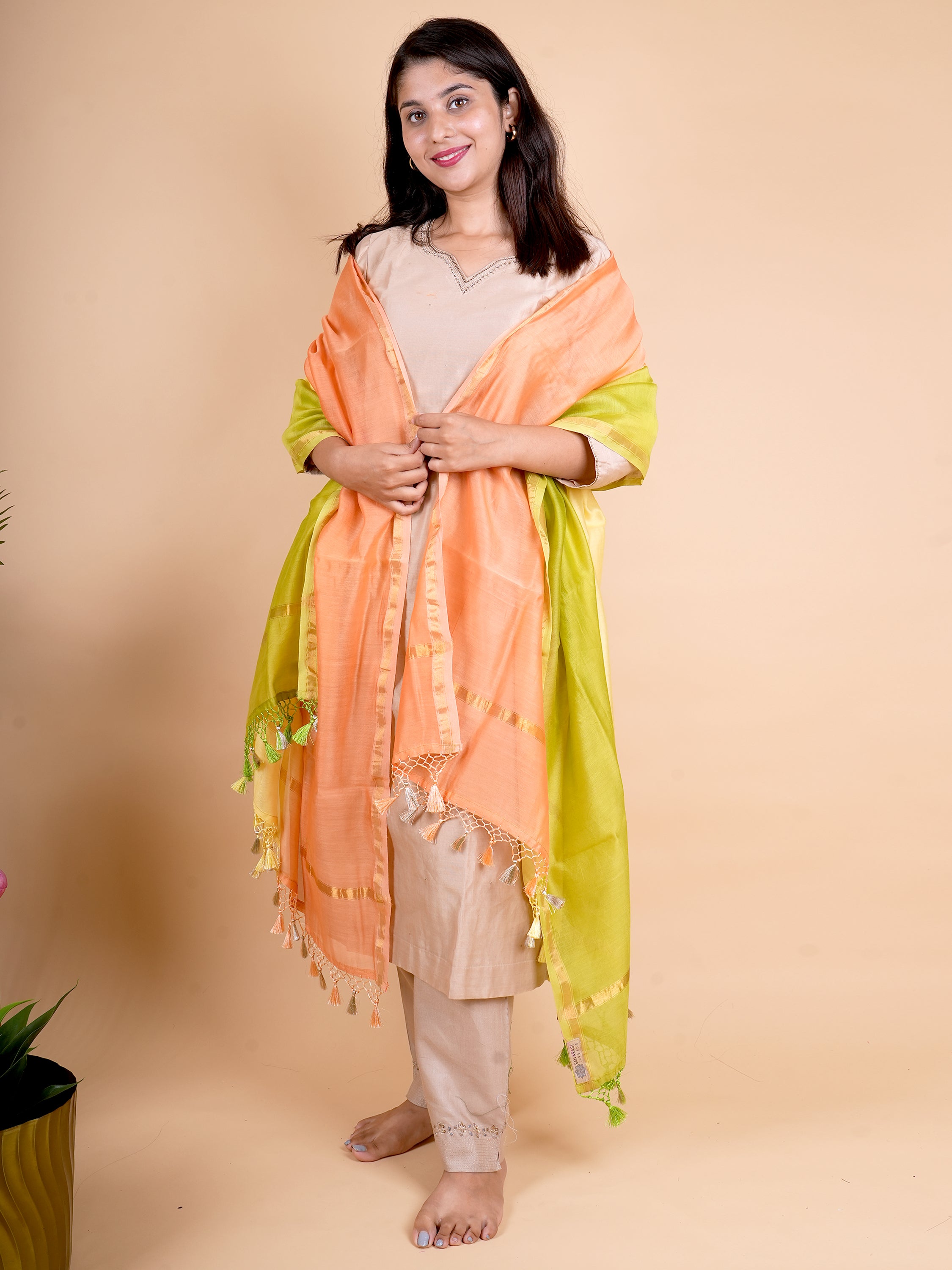Pure Chanderi Plain Dupatta