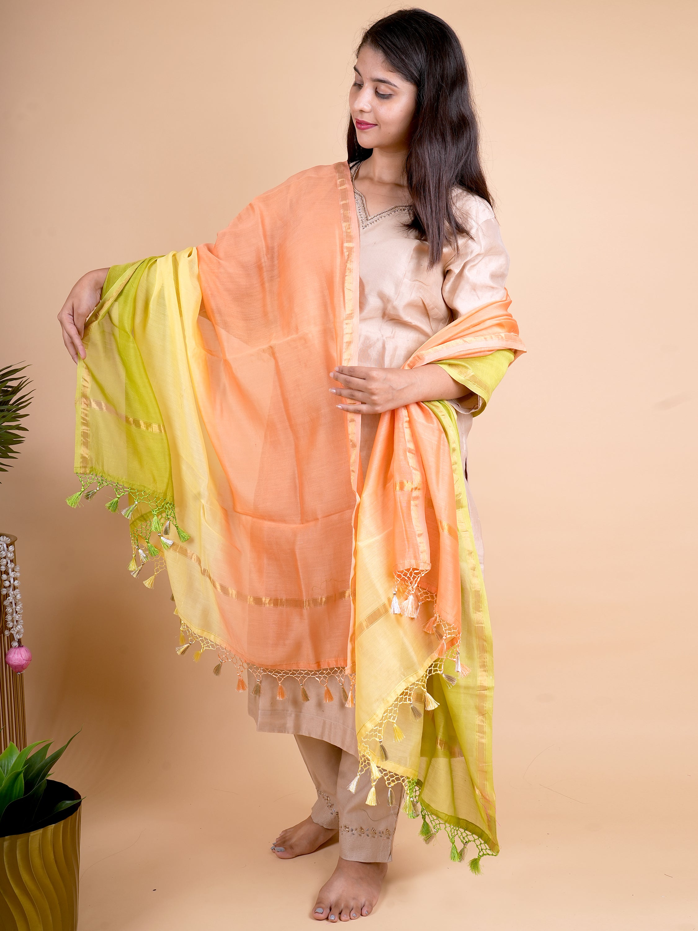 Pure Chanderi Plain Dupatta