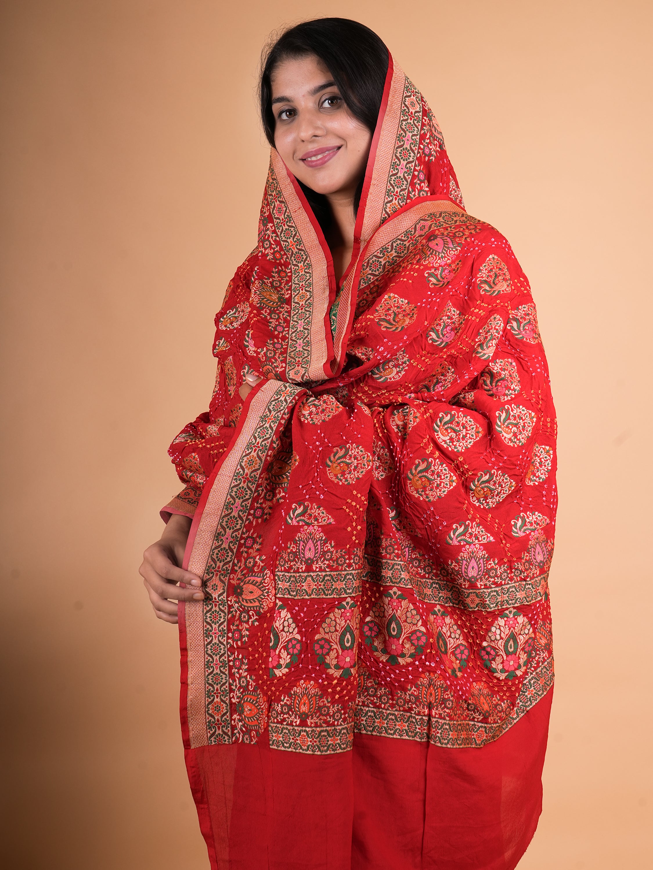 Pure Khaddi Georgette Neemzari Tilfi Bandhani Dupatta
