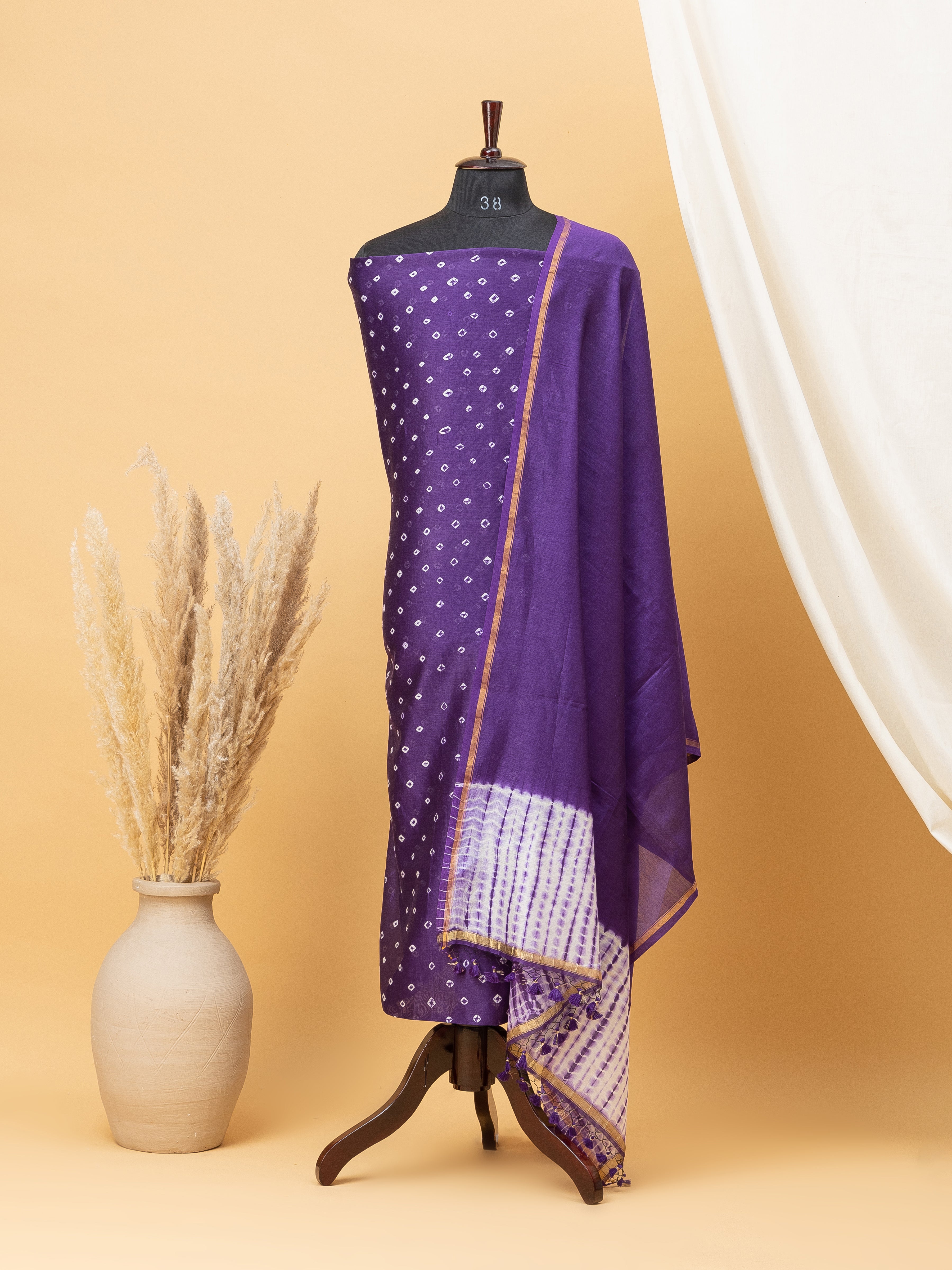 Chanderi Bandhani Suit