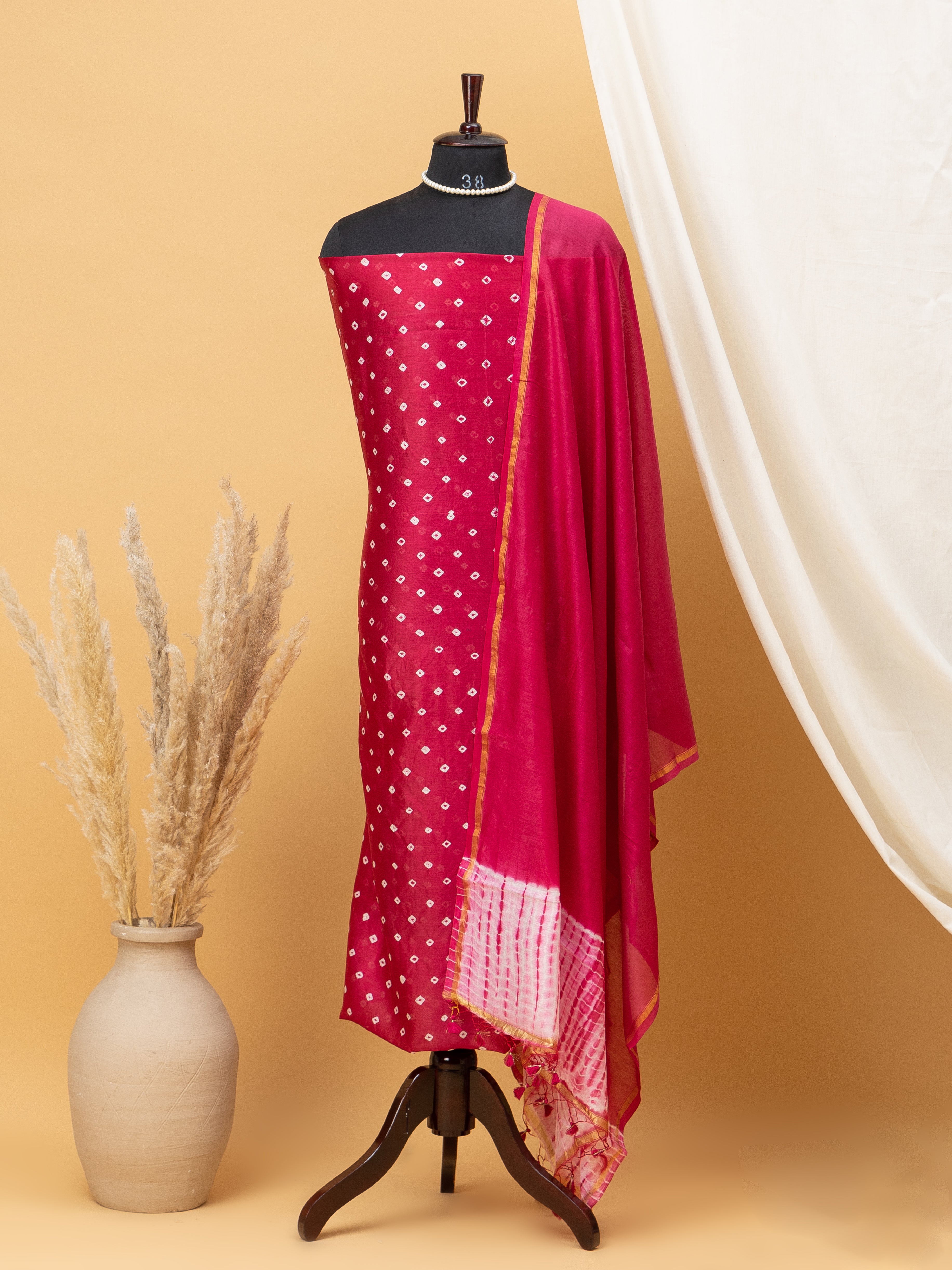 Chanderi Bandhani Suit
