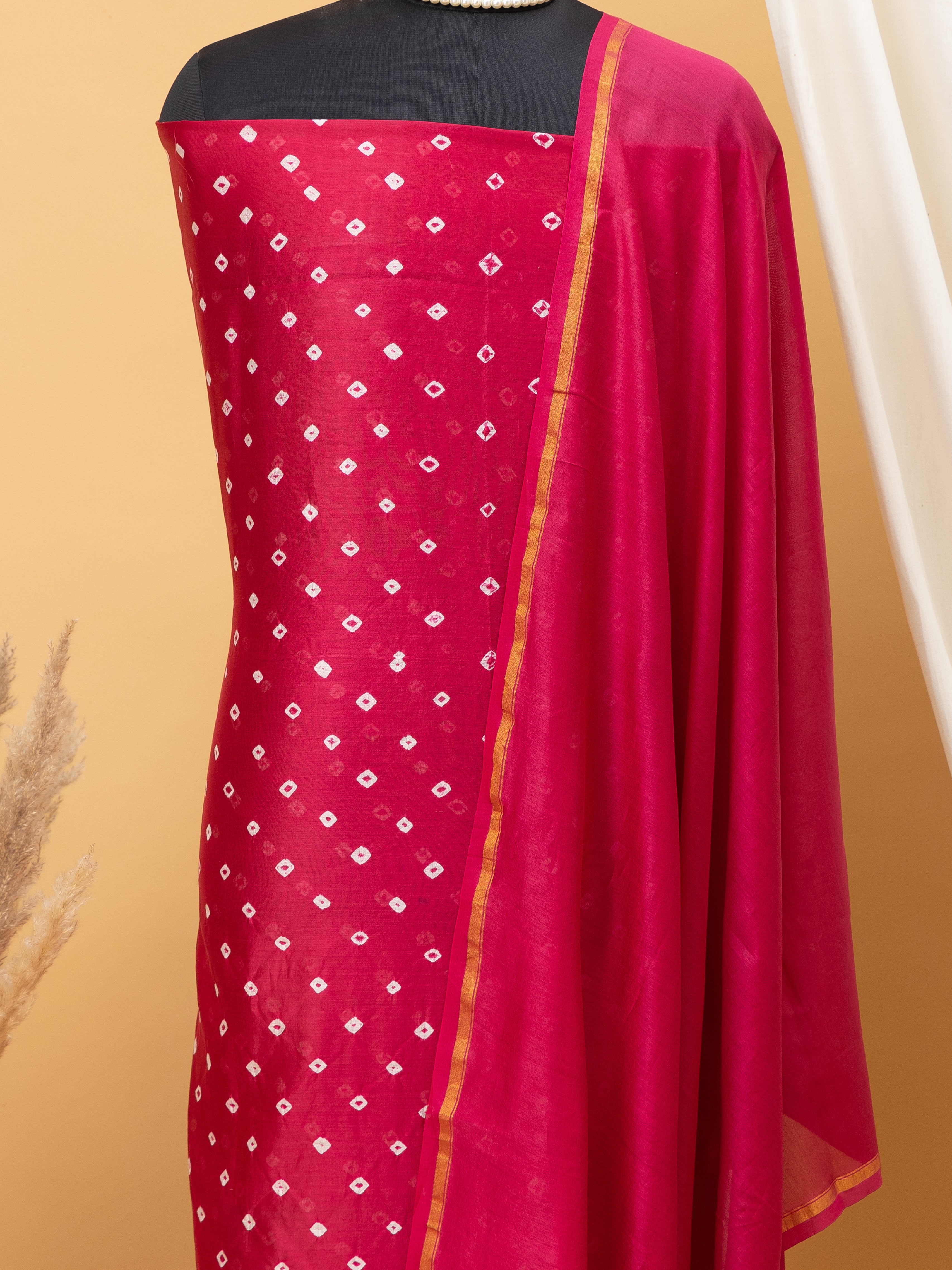 Chanderi Bandhani Suit