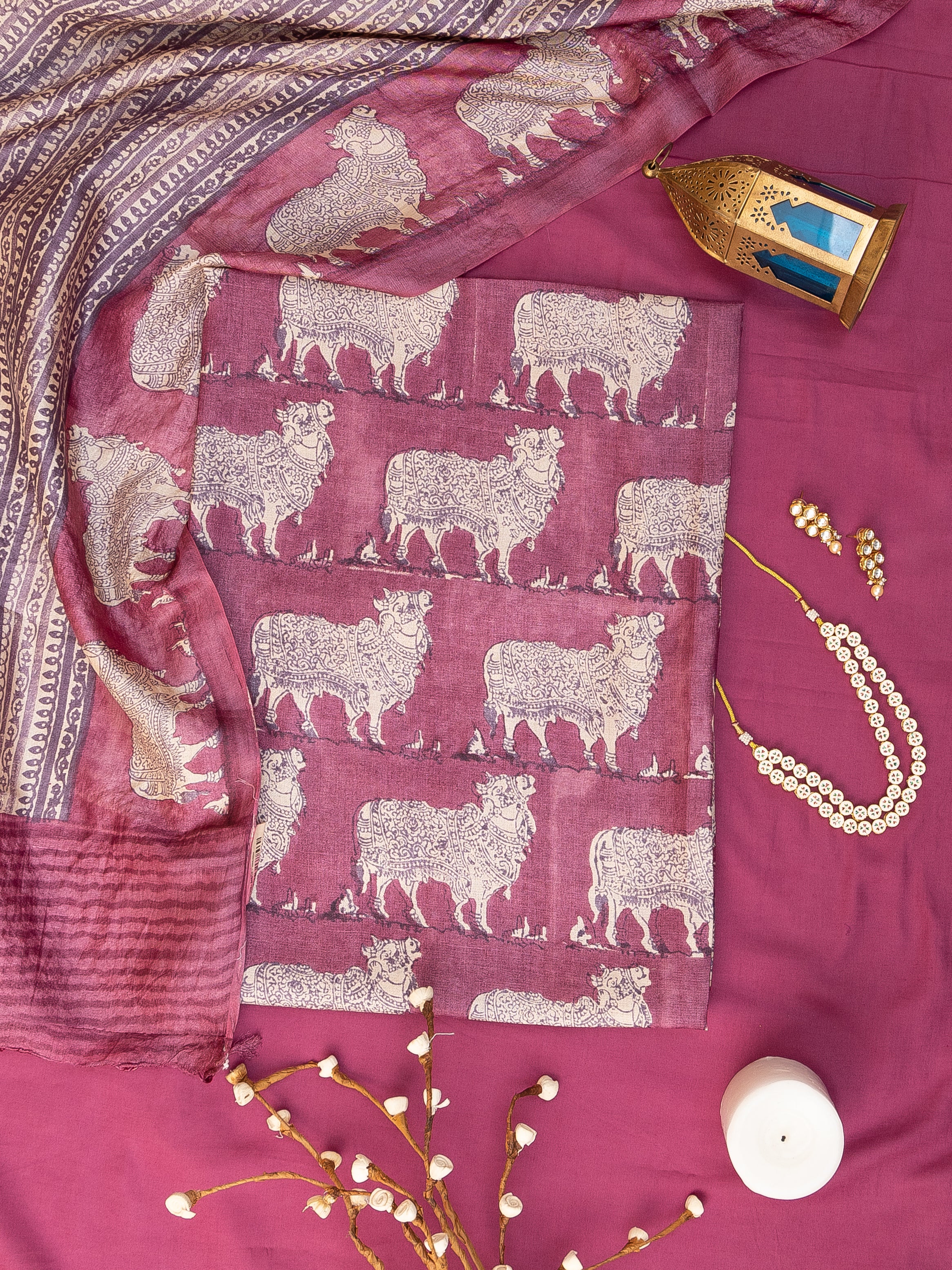 Tusser Nandi Printed Suit