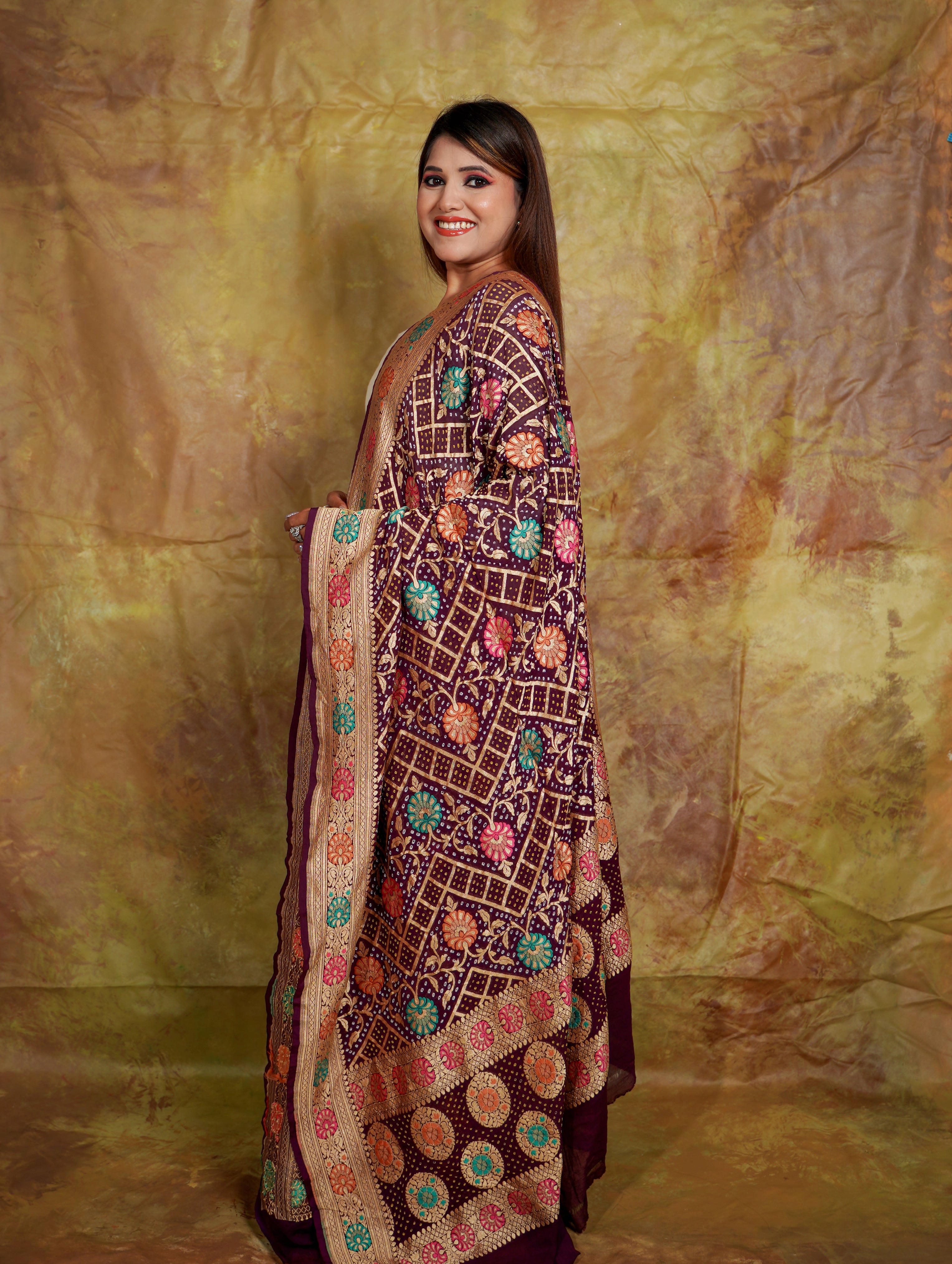 Neemzari Meenakari Bandhani Dupatta