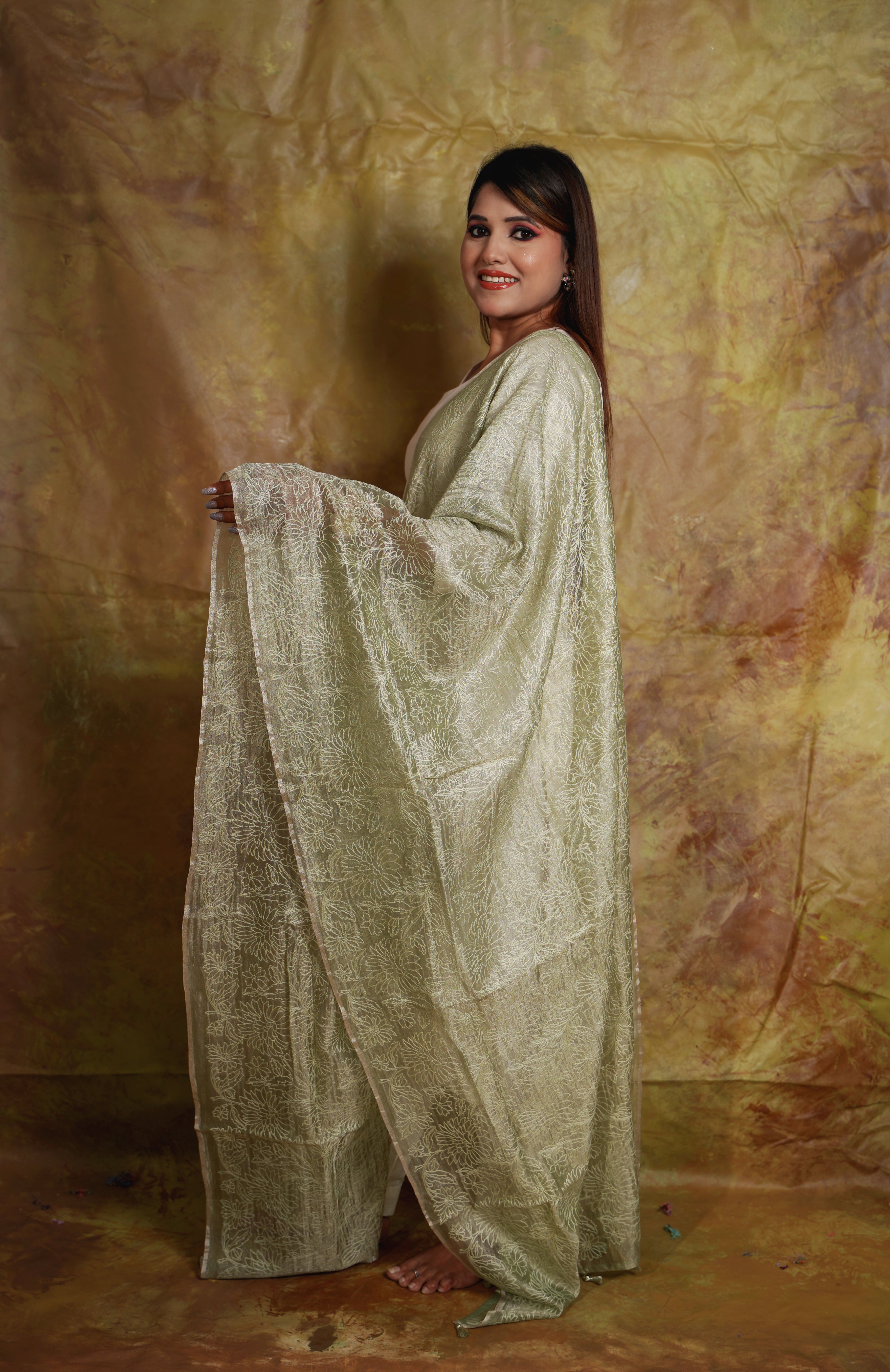 Banarasi Tissue Dupatta (Pastel Green)