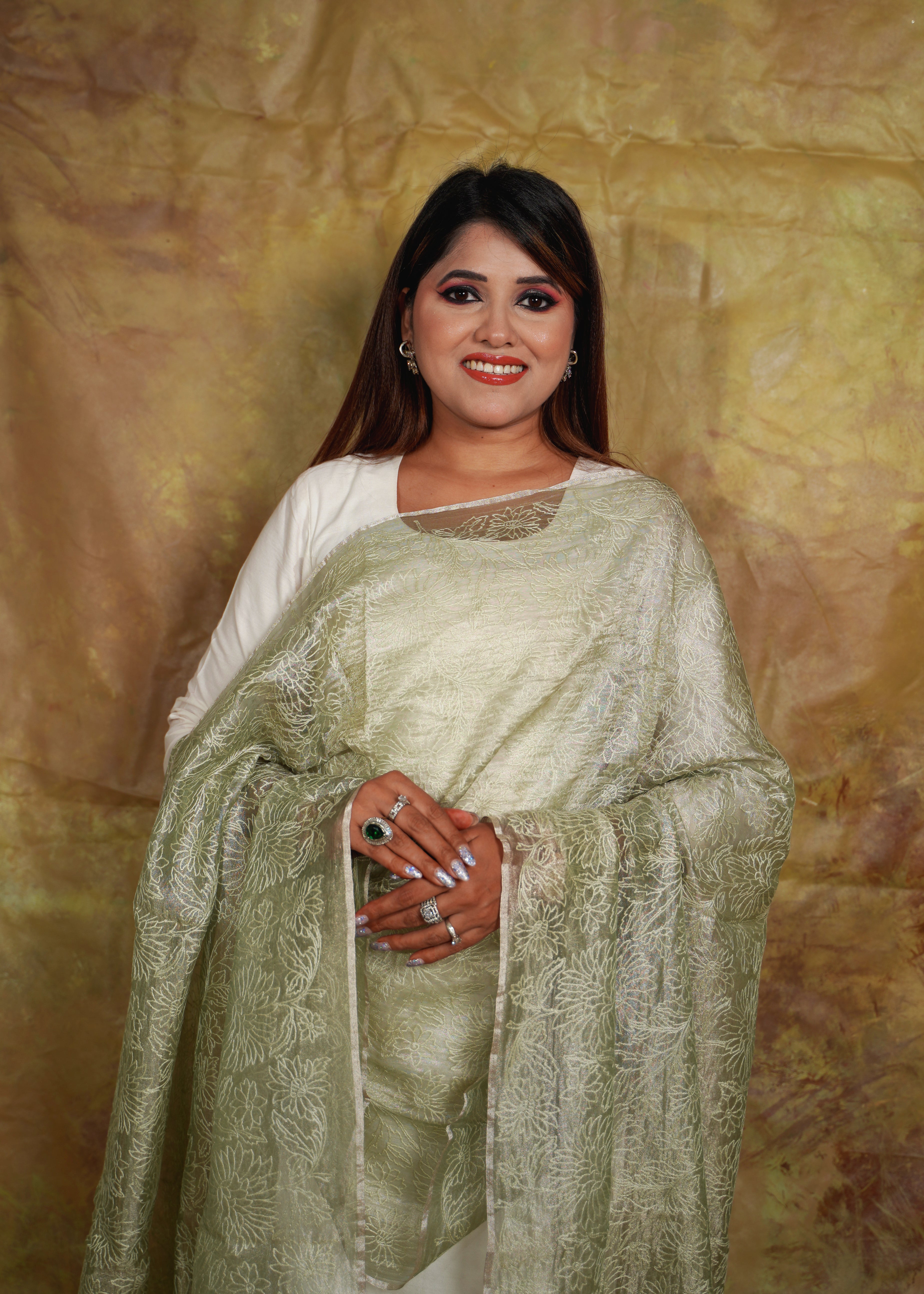 Banarasi Tissue Dupatta (Pastel Green)