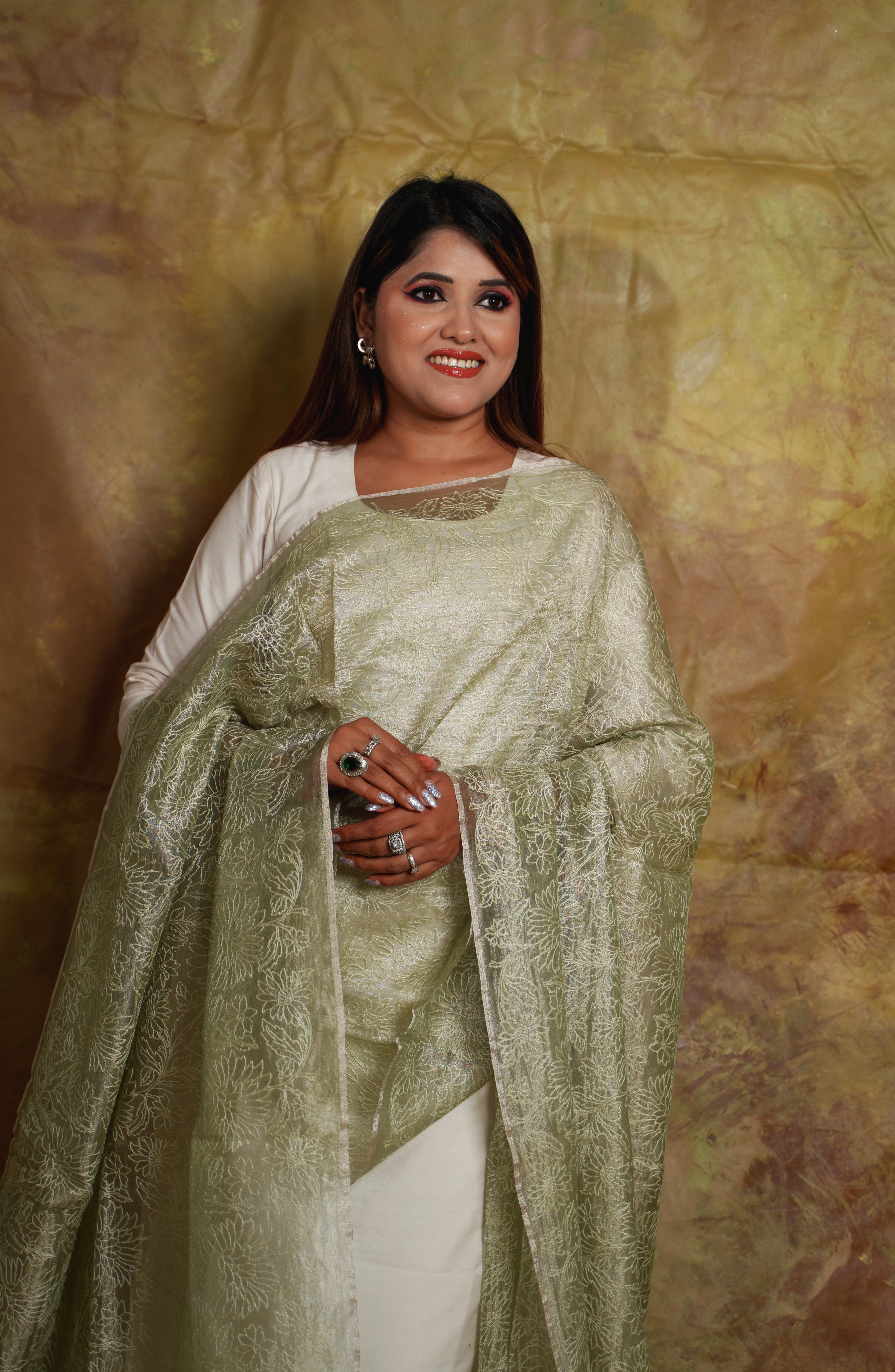 Banarasi Tissue Dupatta (Pastel Green)