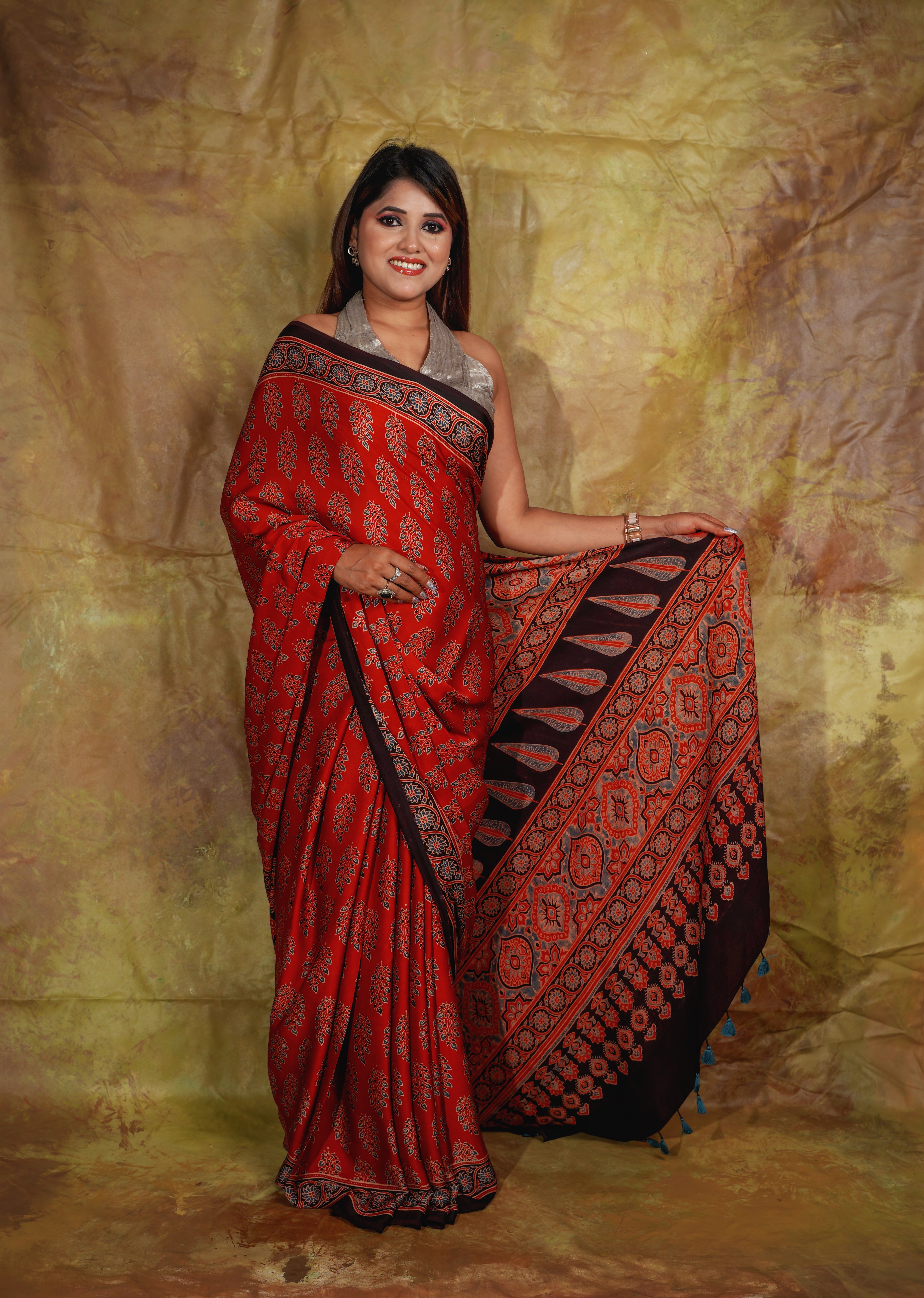 Ajrak Saree