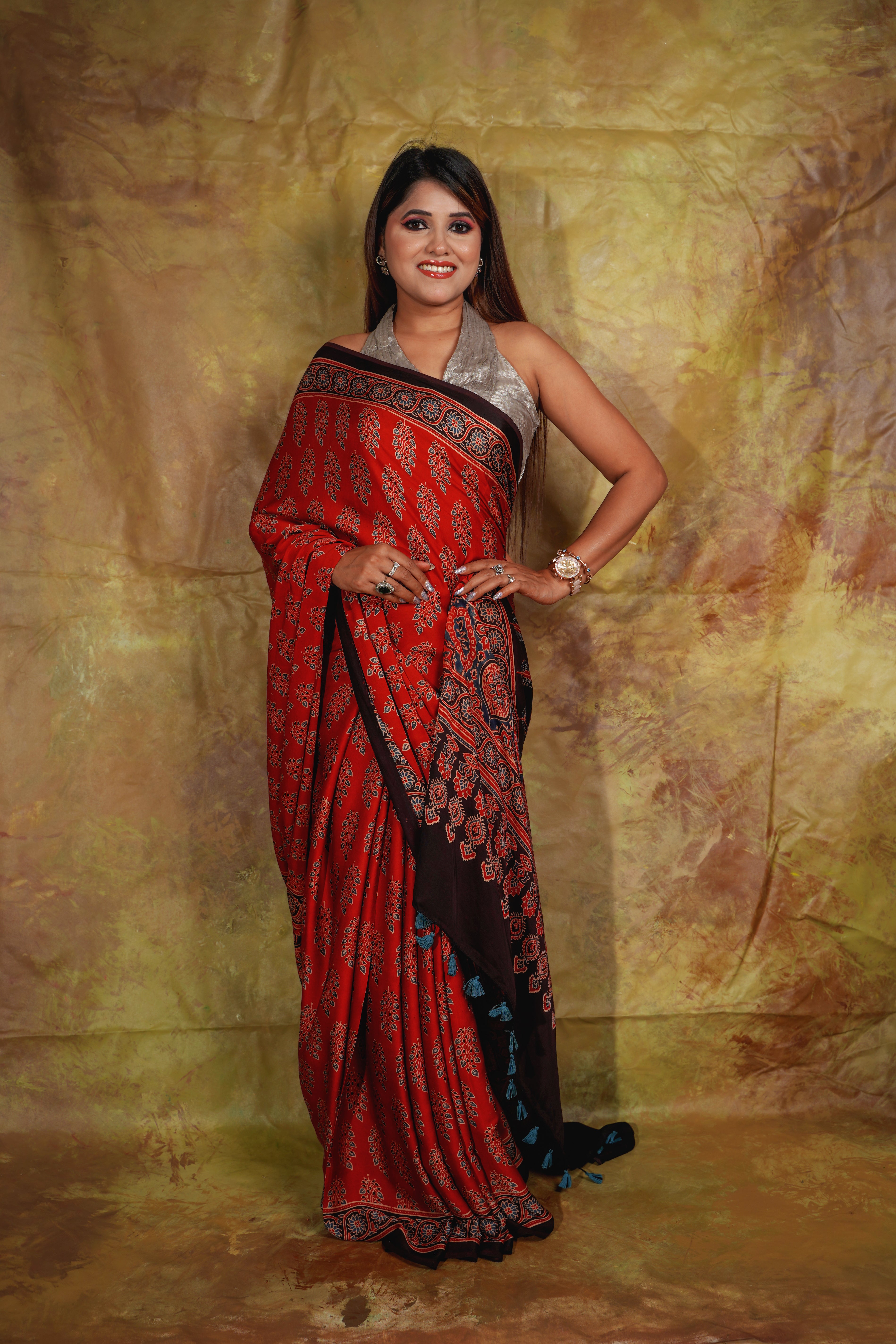 Ajrak Saree