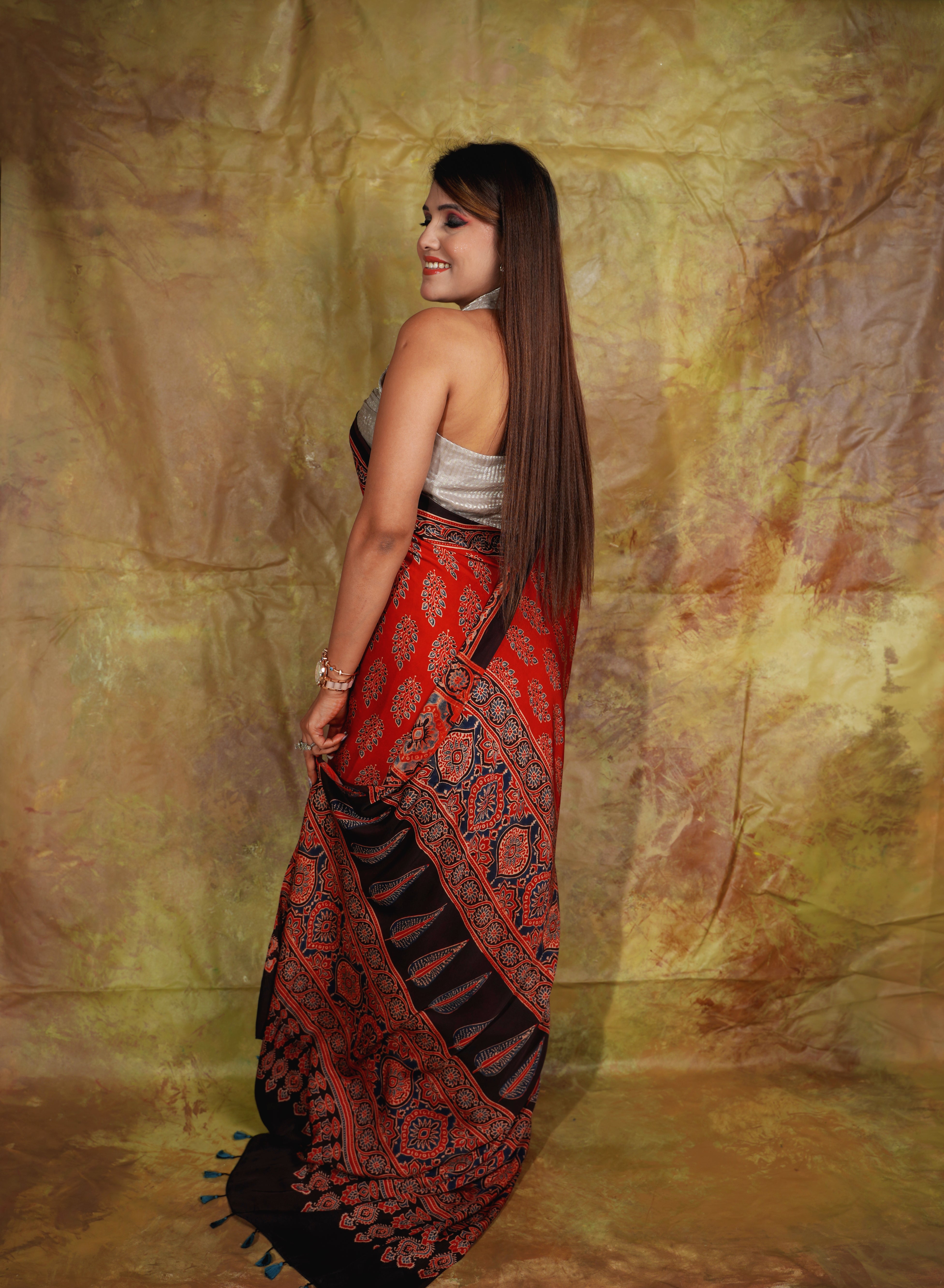 Ajrak Saree