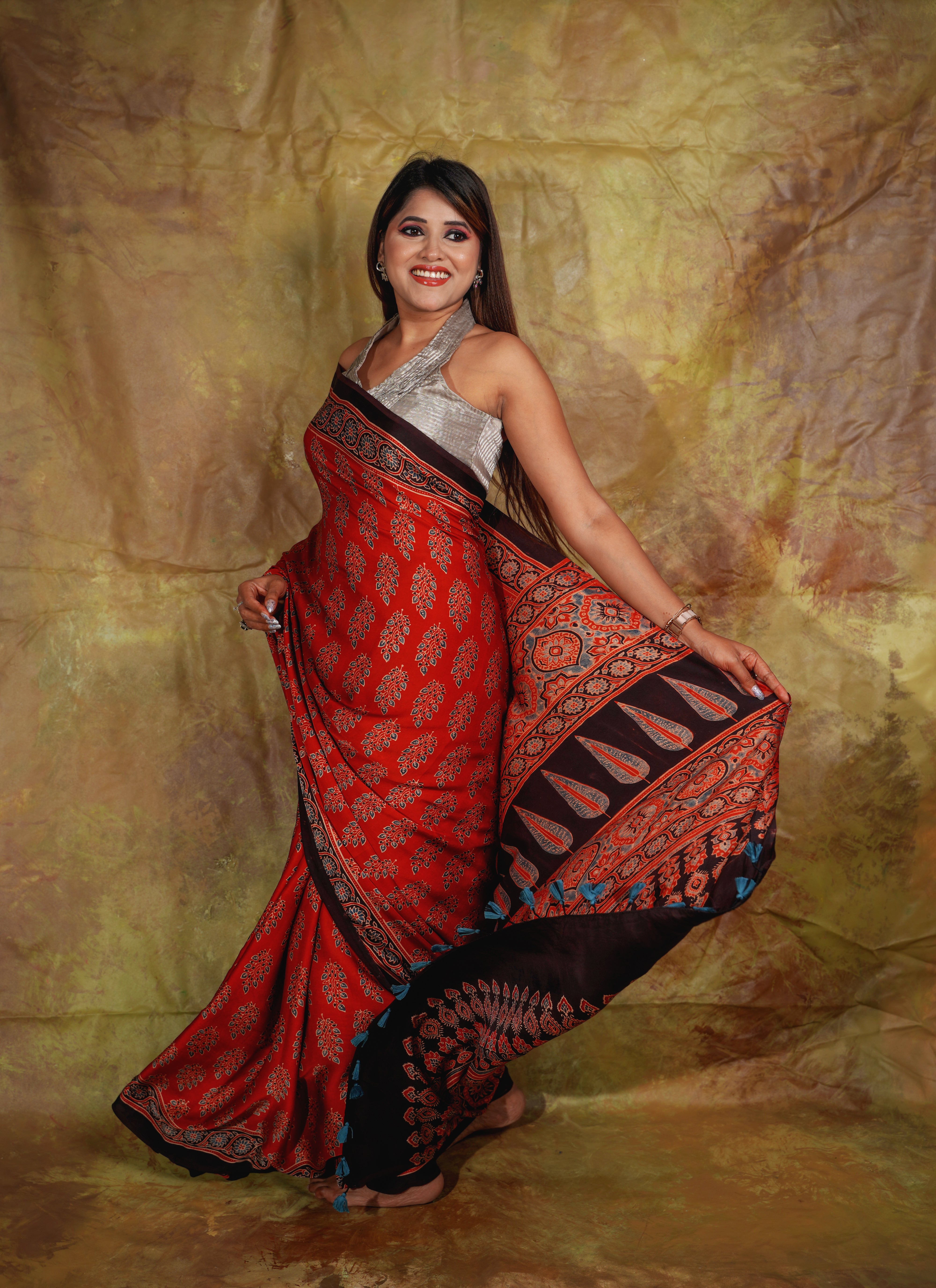 Ajrak Saree