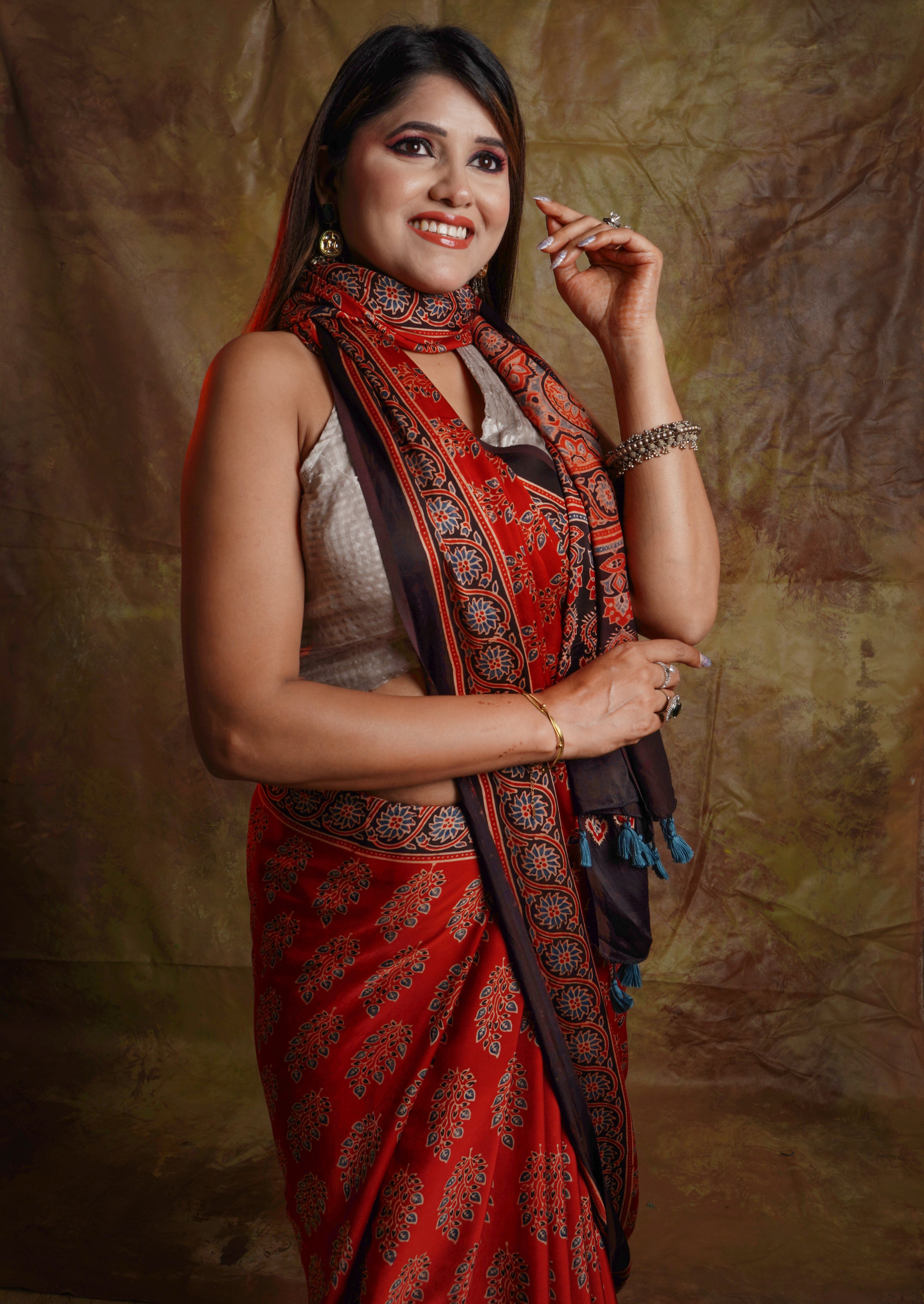 Ajrak Saree