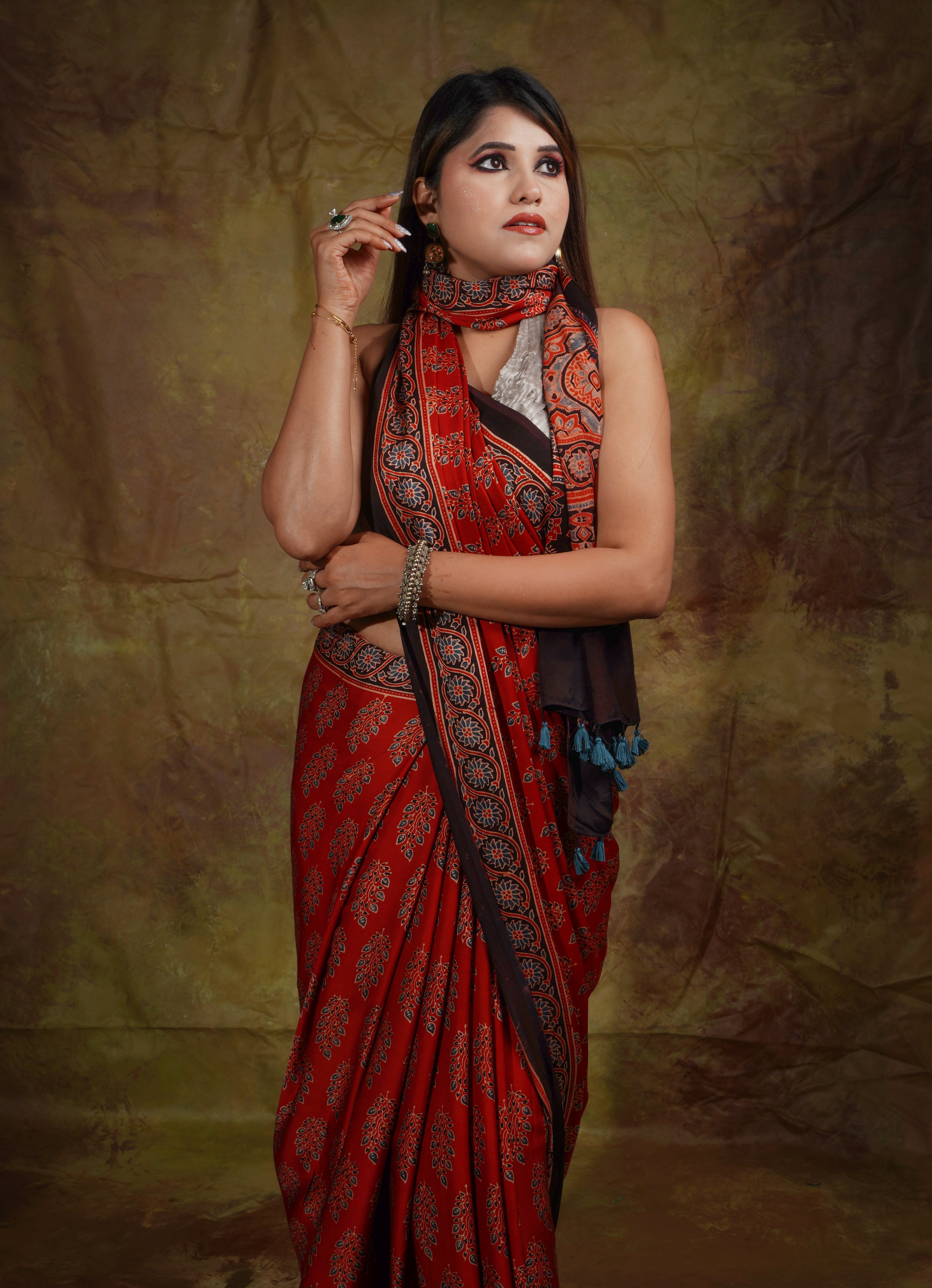 Ajrak Saree