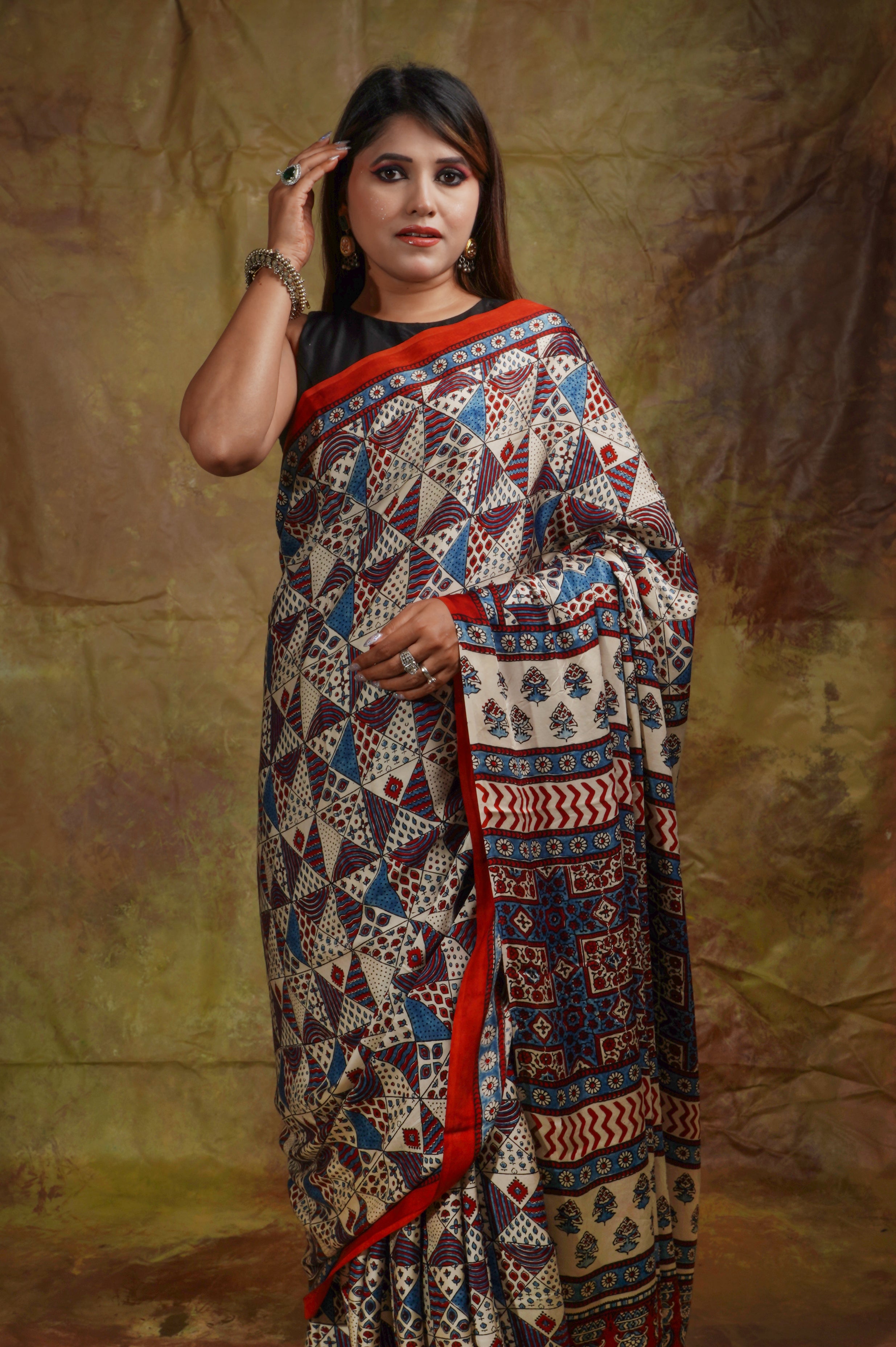 Ajrak Saree