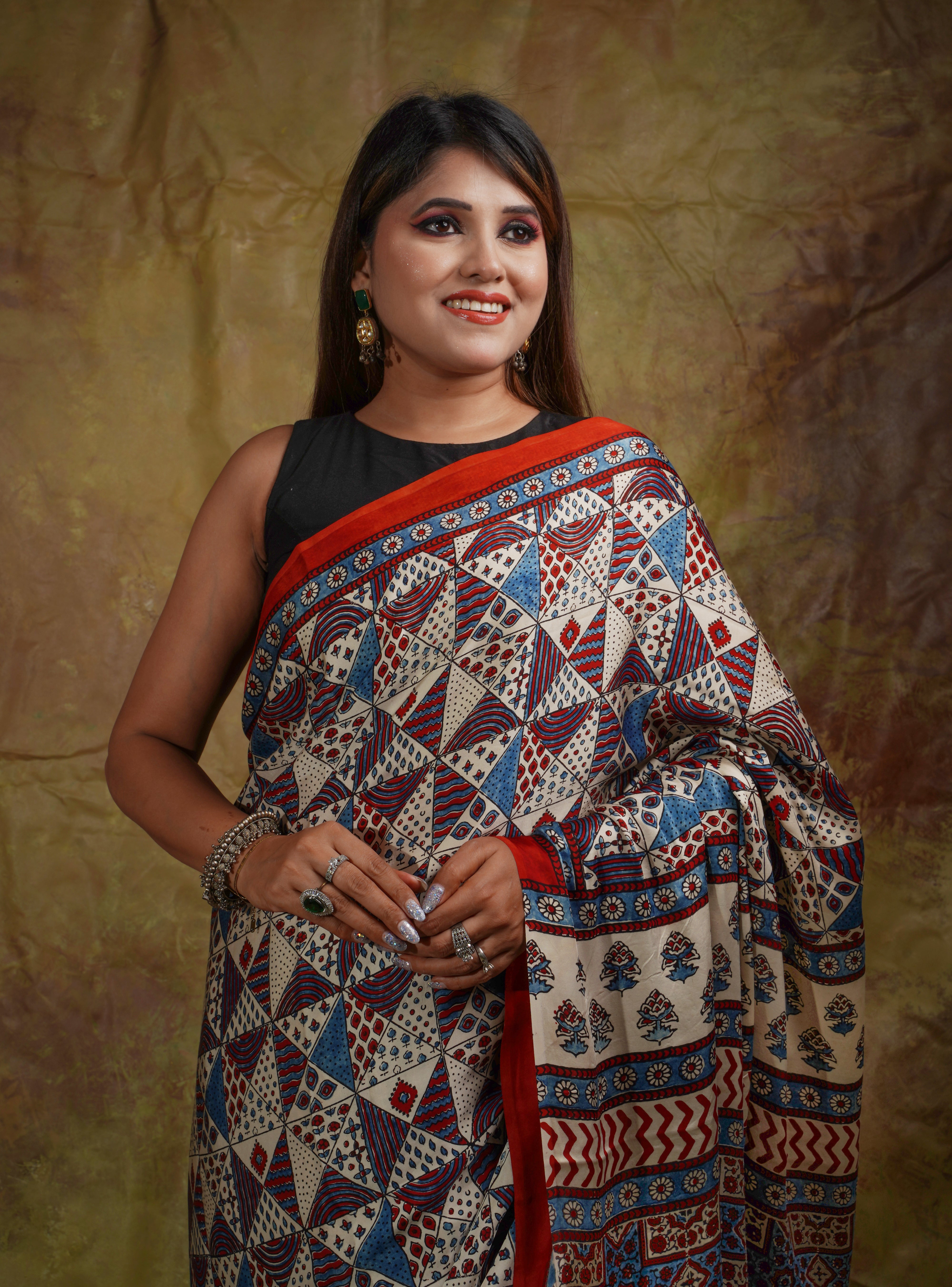 Ajrak Saree