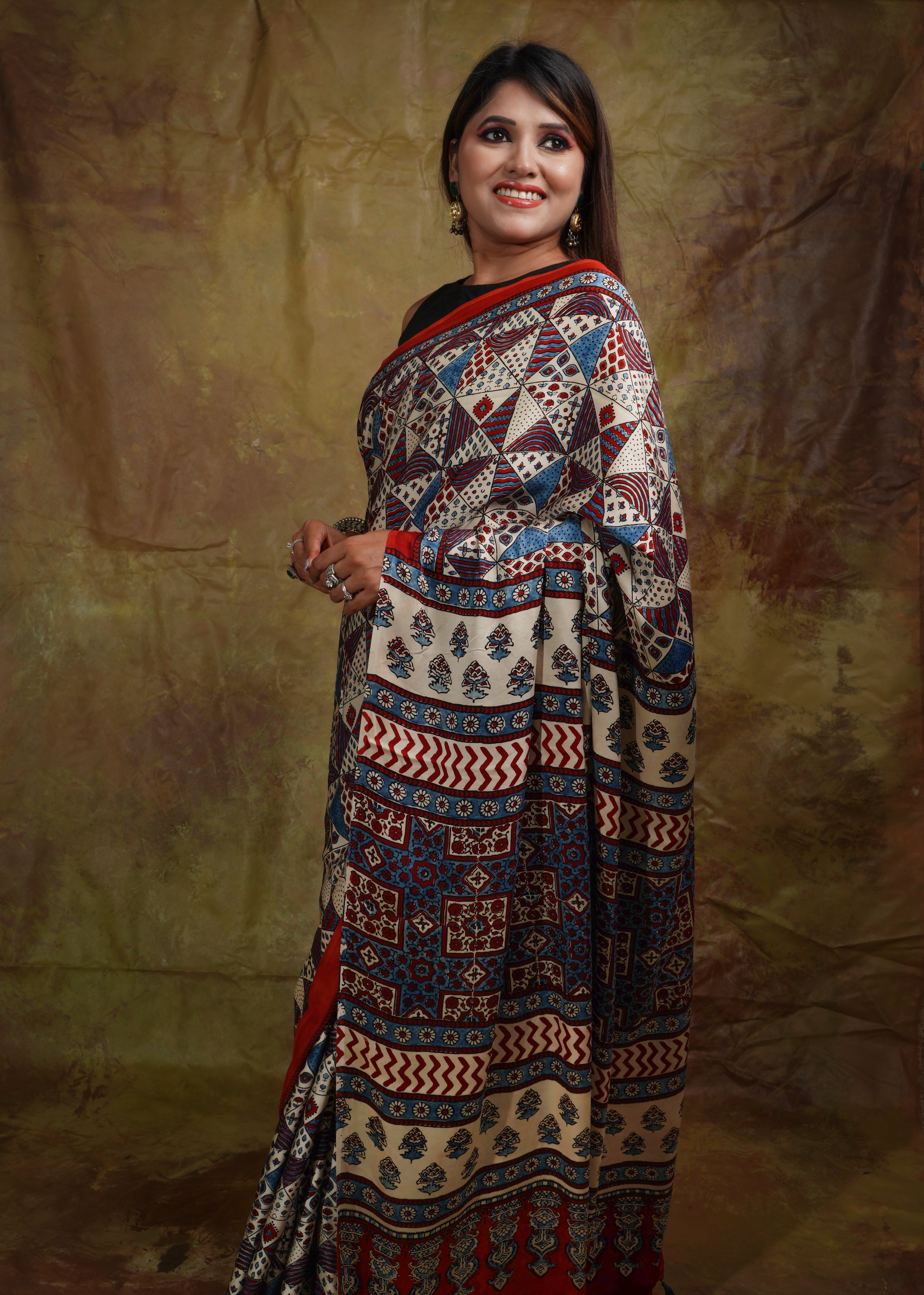 Ajrak Saree