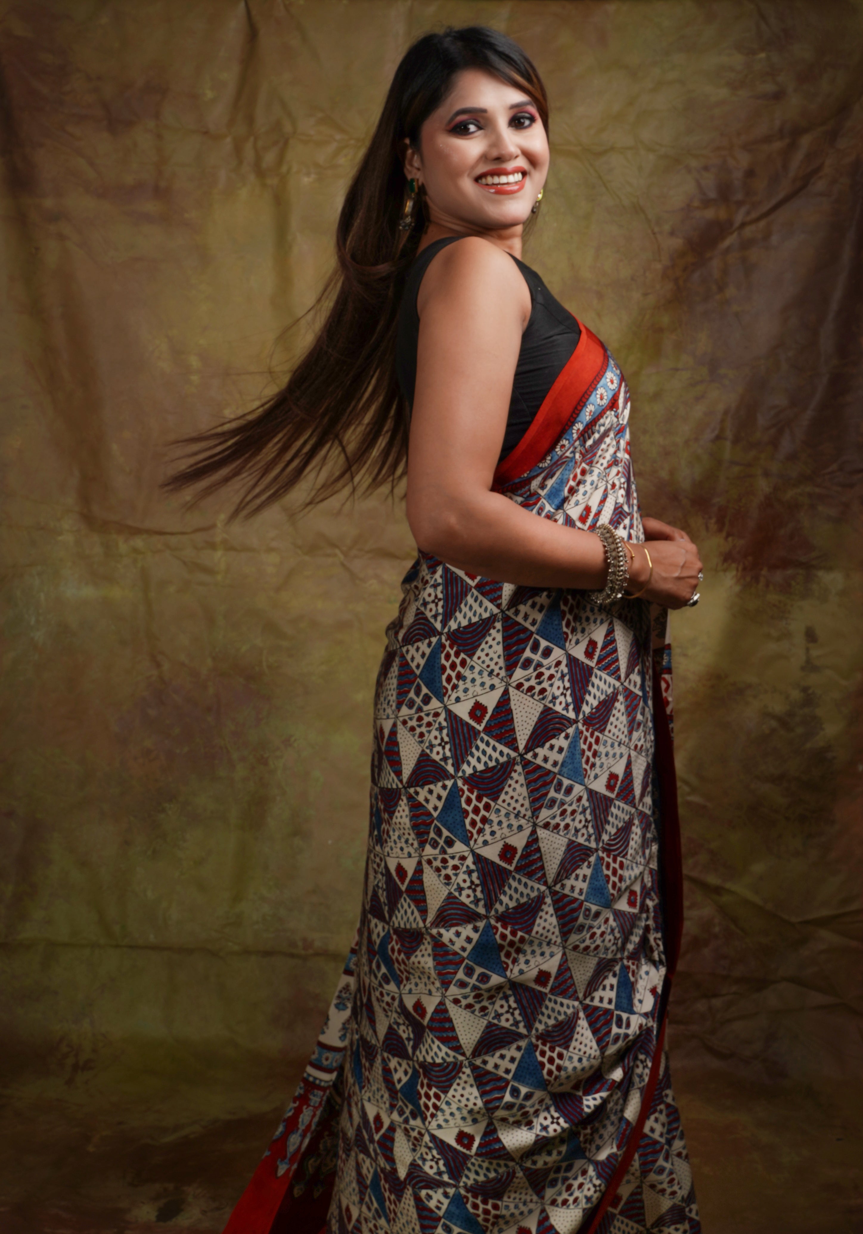 Ajrak Saree