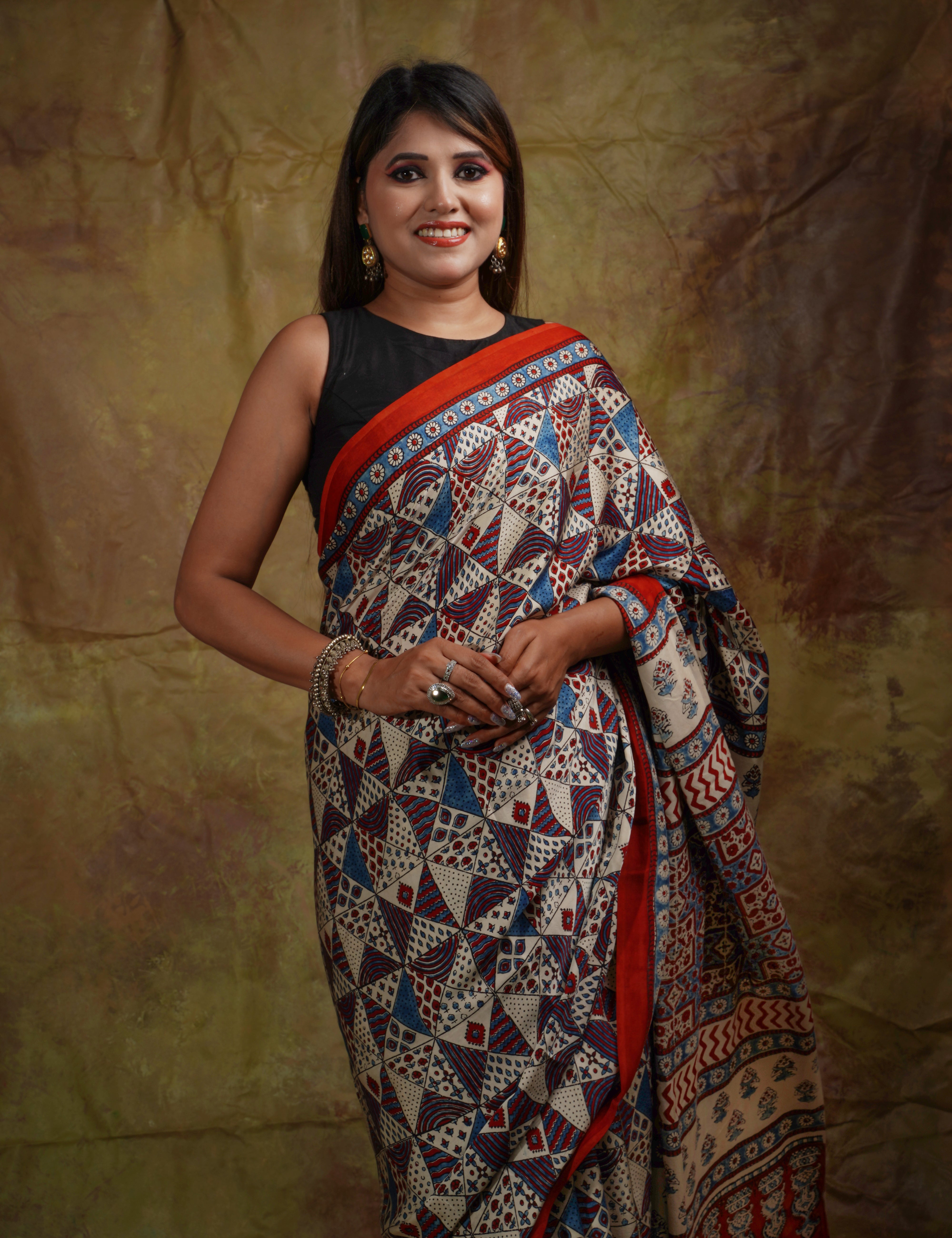 Ajrak Saree