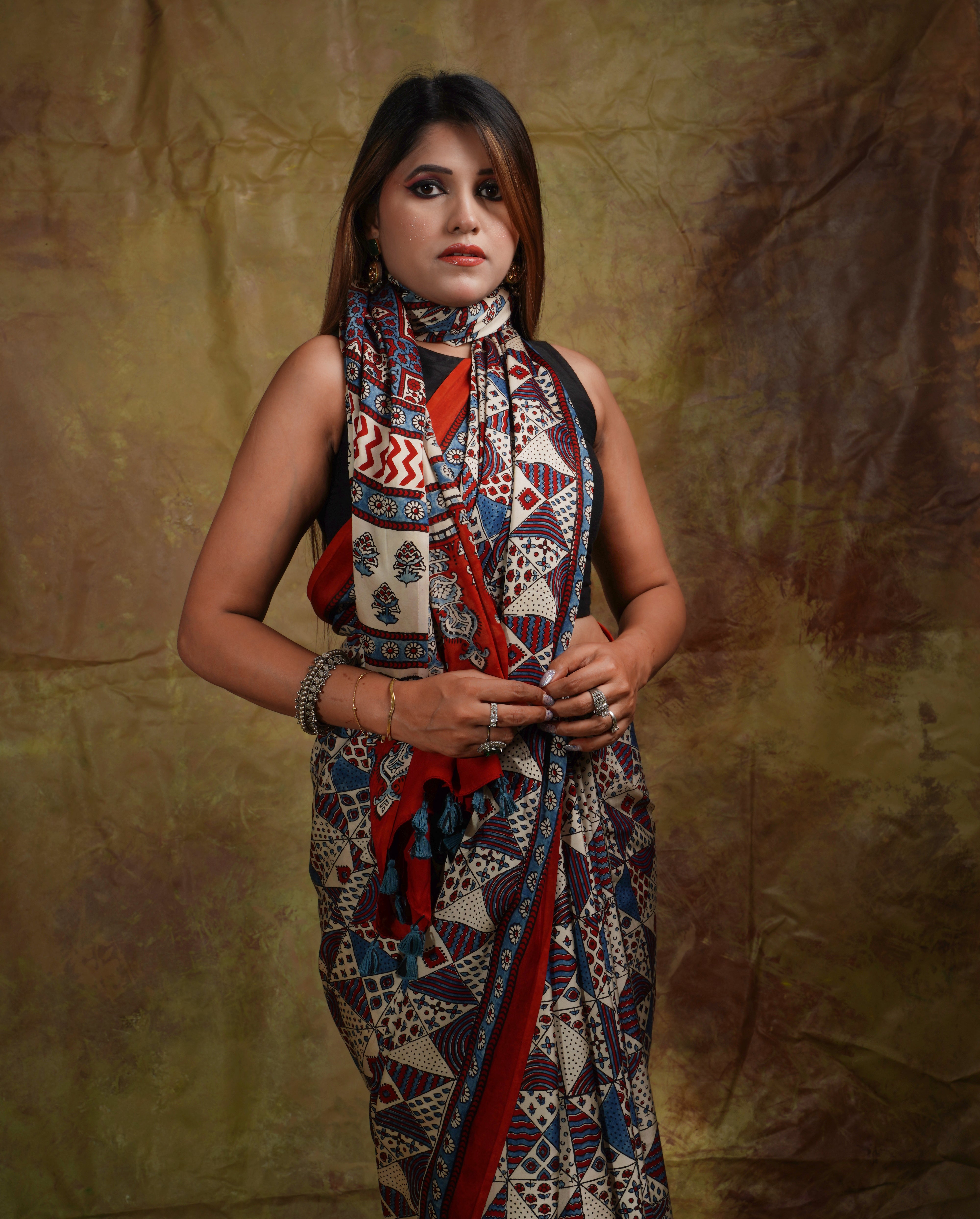Ajrak Saree