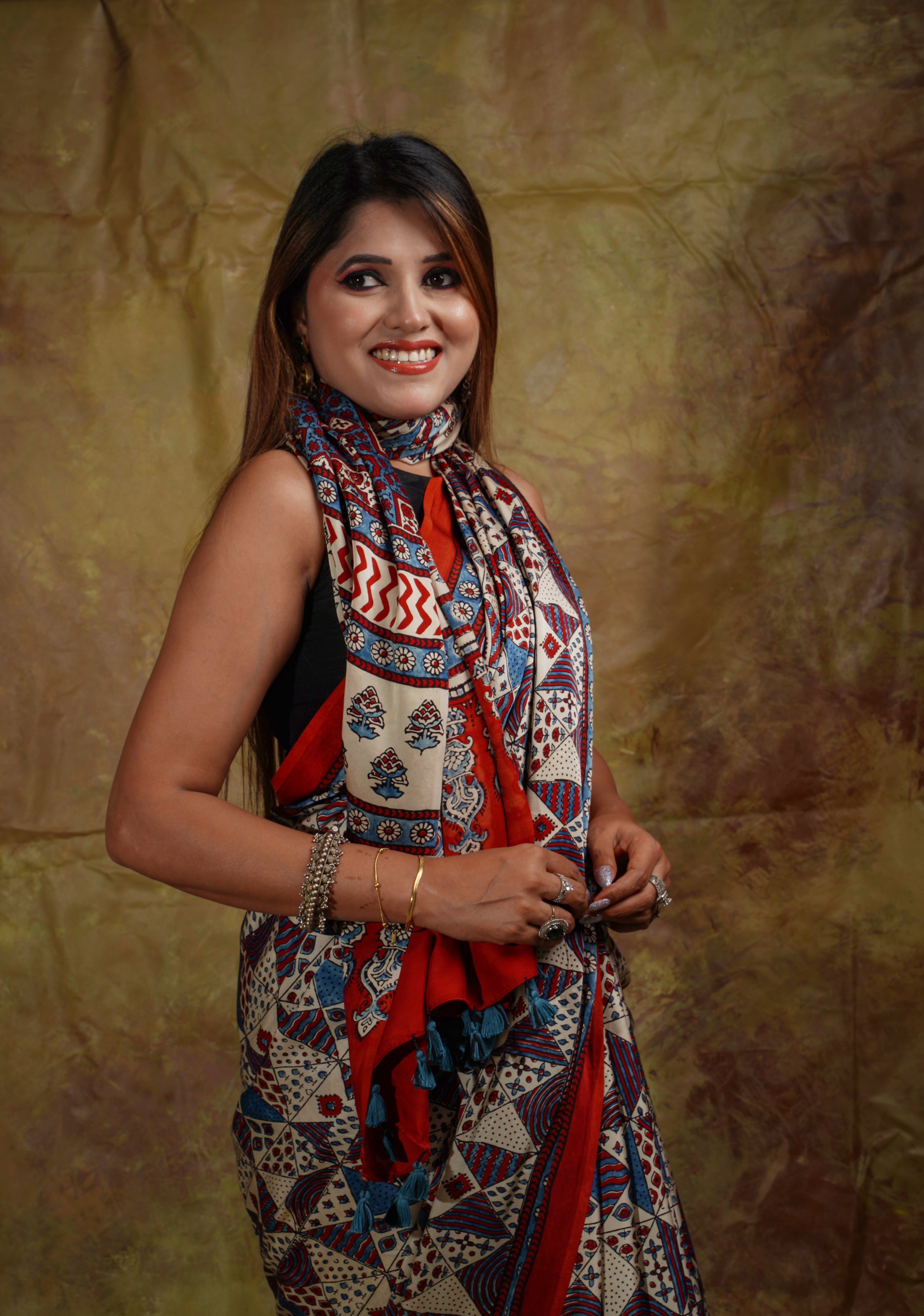 Ajrak Saree
