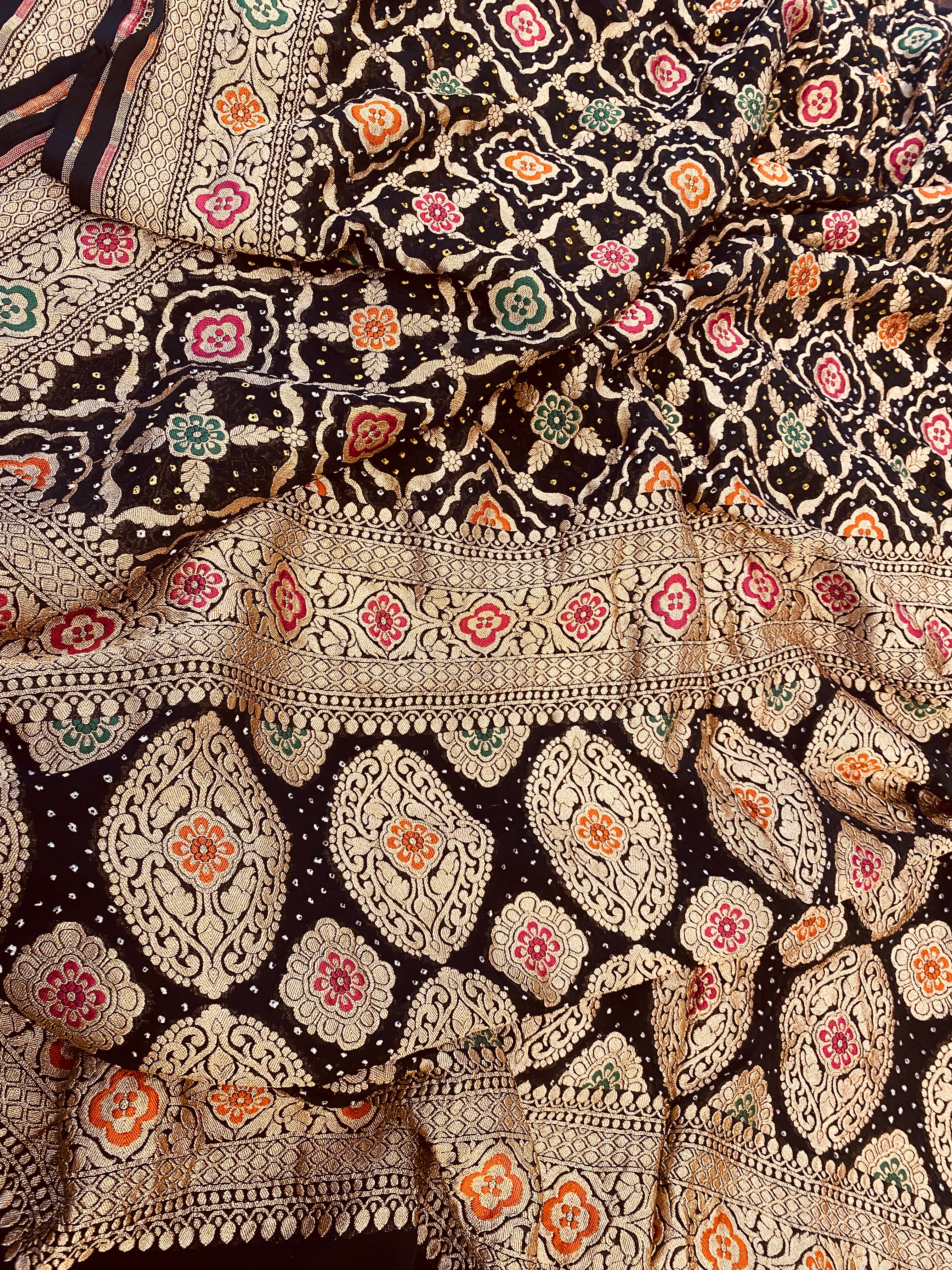 Meenakari Banarasi Bandhani Saree