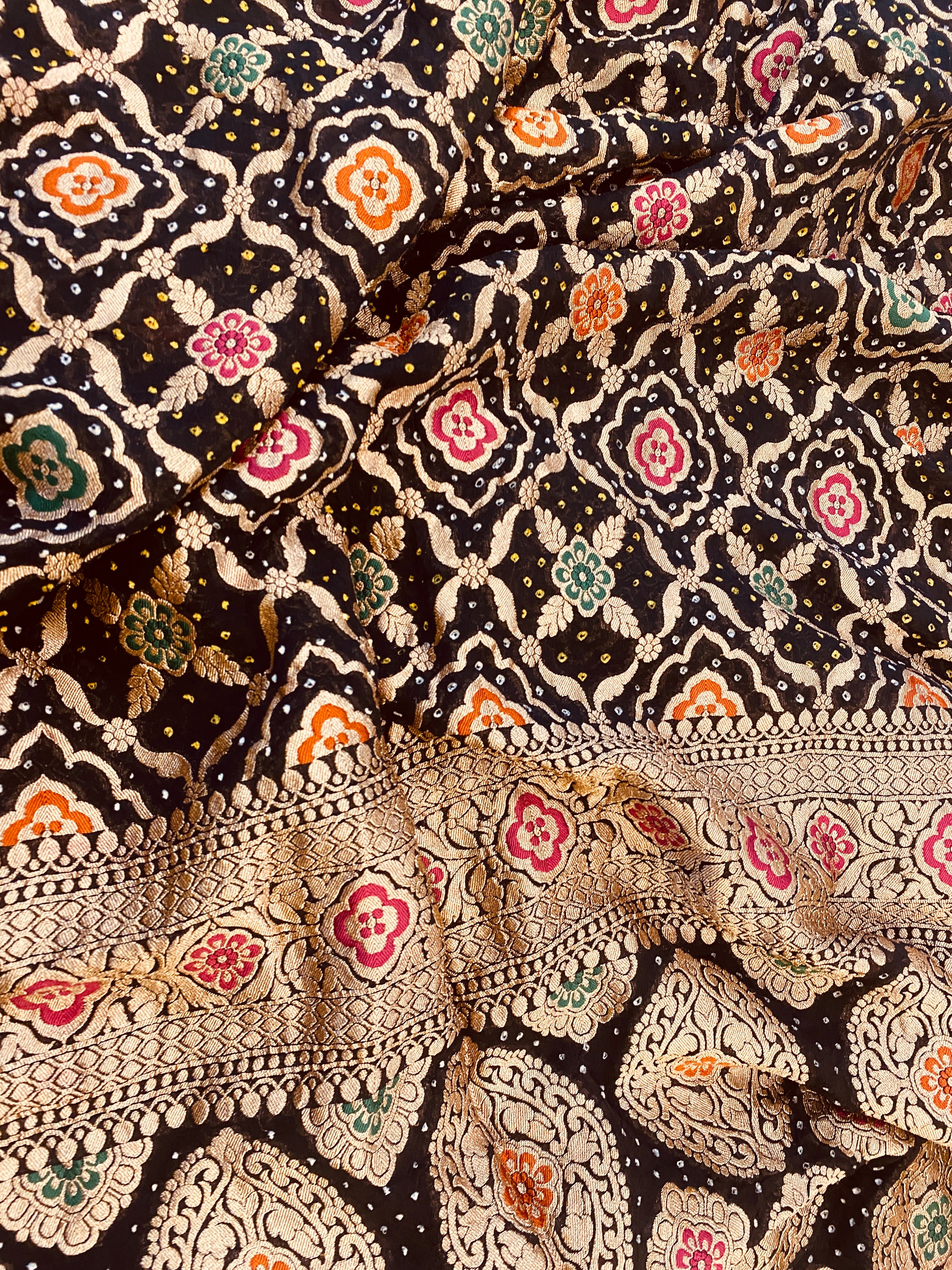 Meenakari Banarasi Bandhani Saree