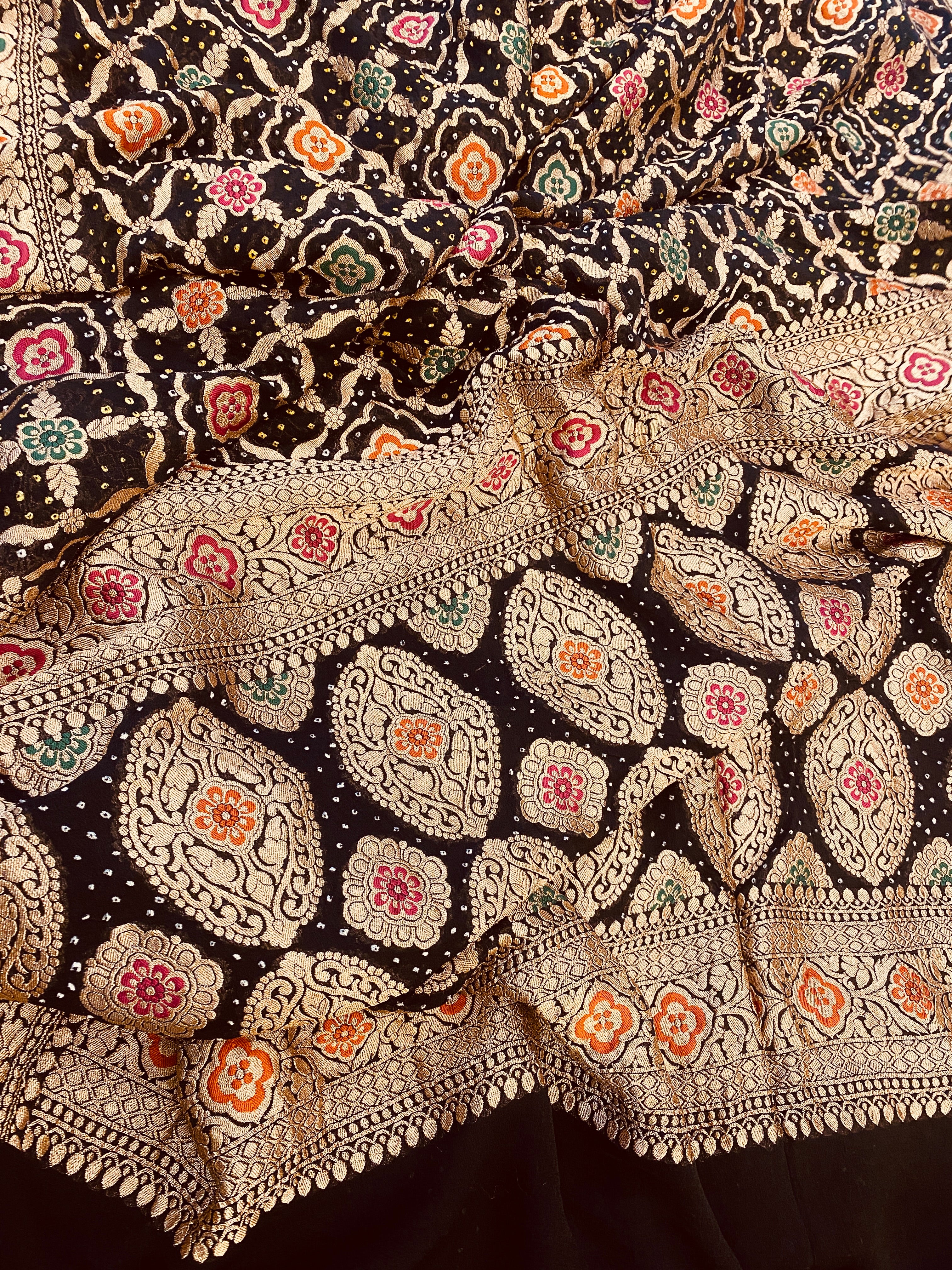 Meenakari Banarasi Bandhani Saree