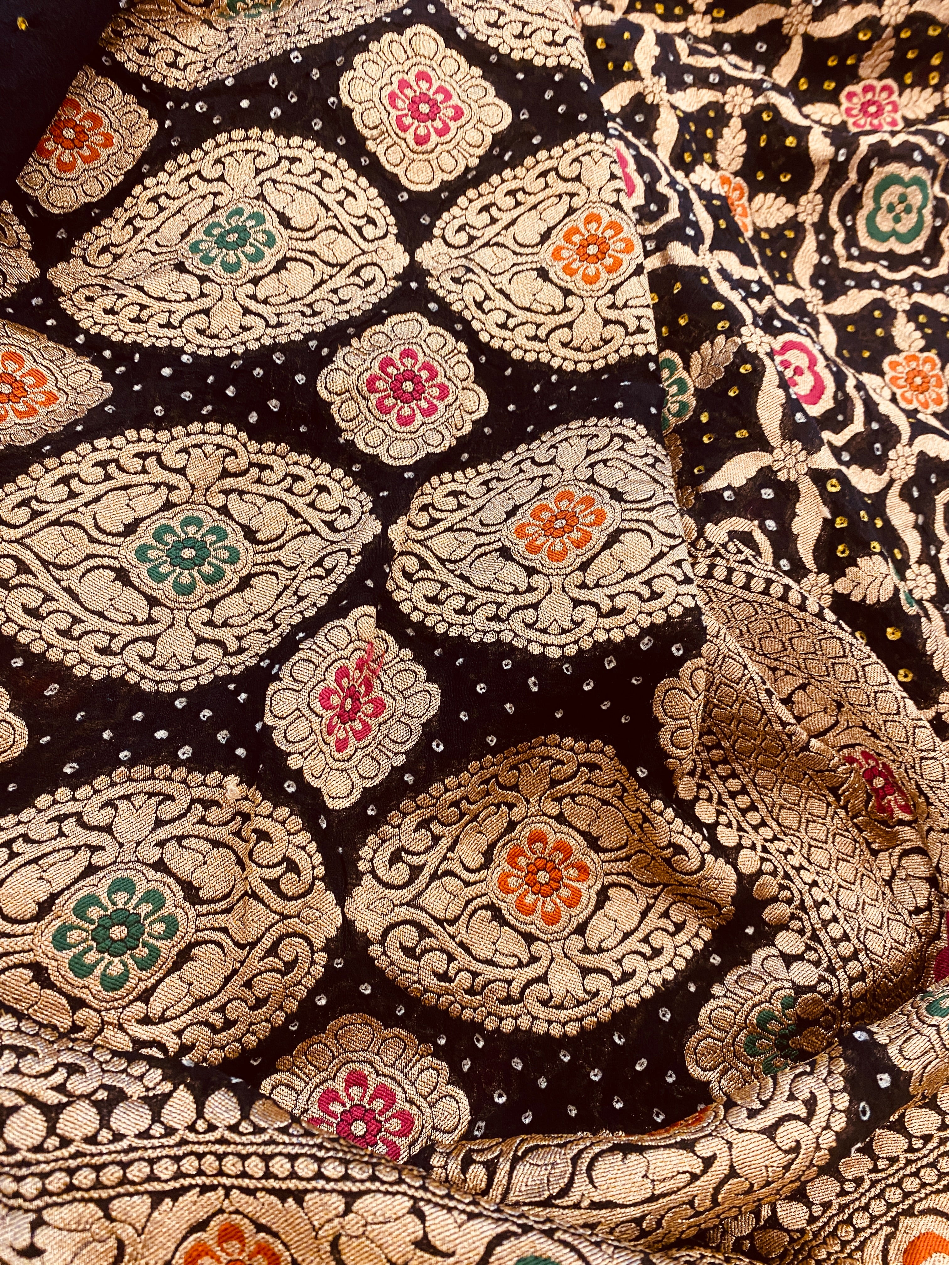 Meenakari Banarasi Bandhani Saree