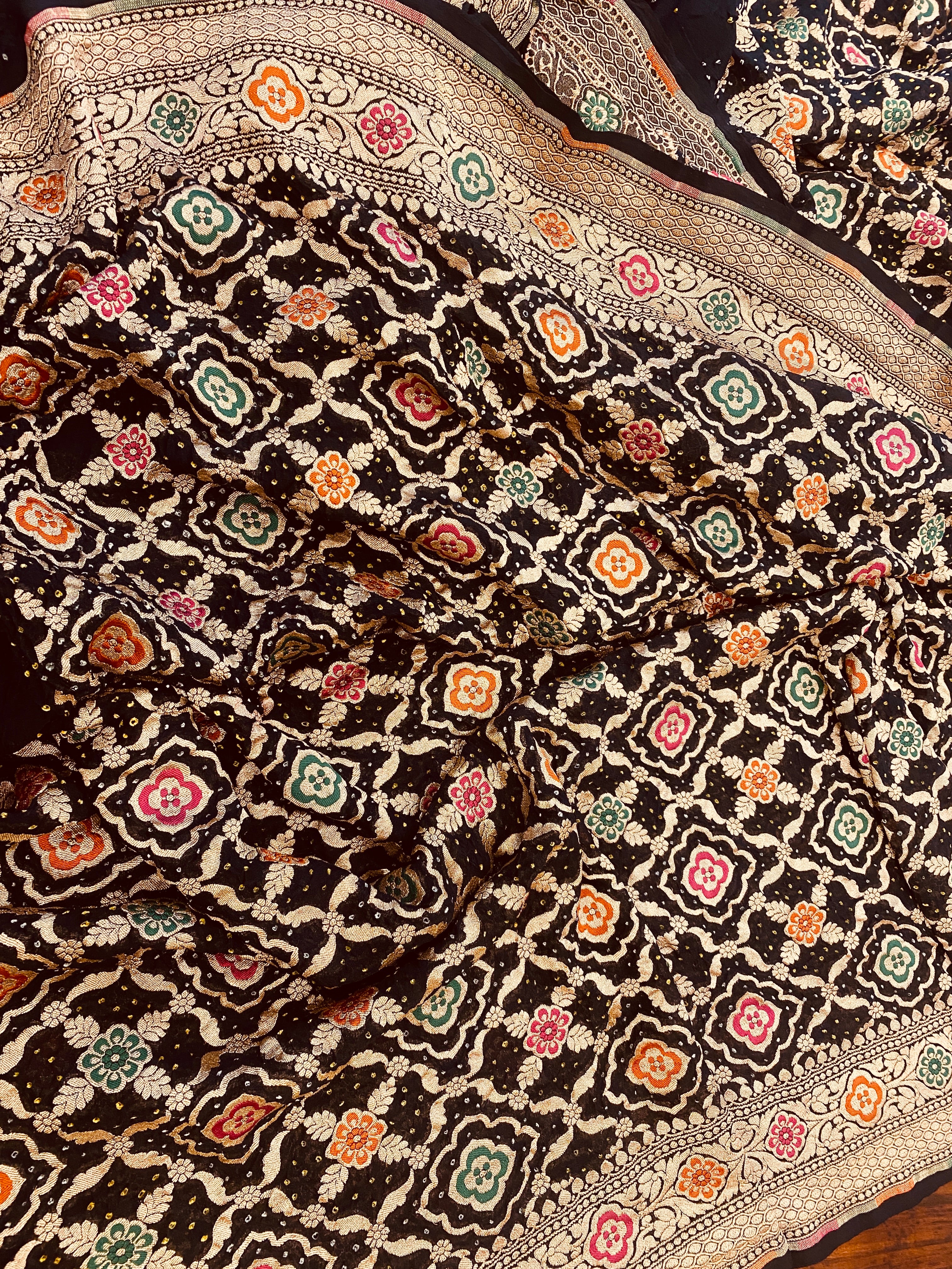 Meenakari Banarasi Bandhani Saree