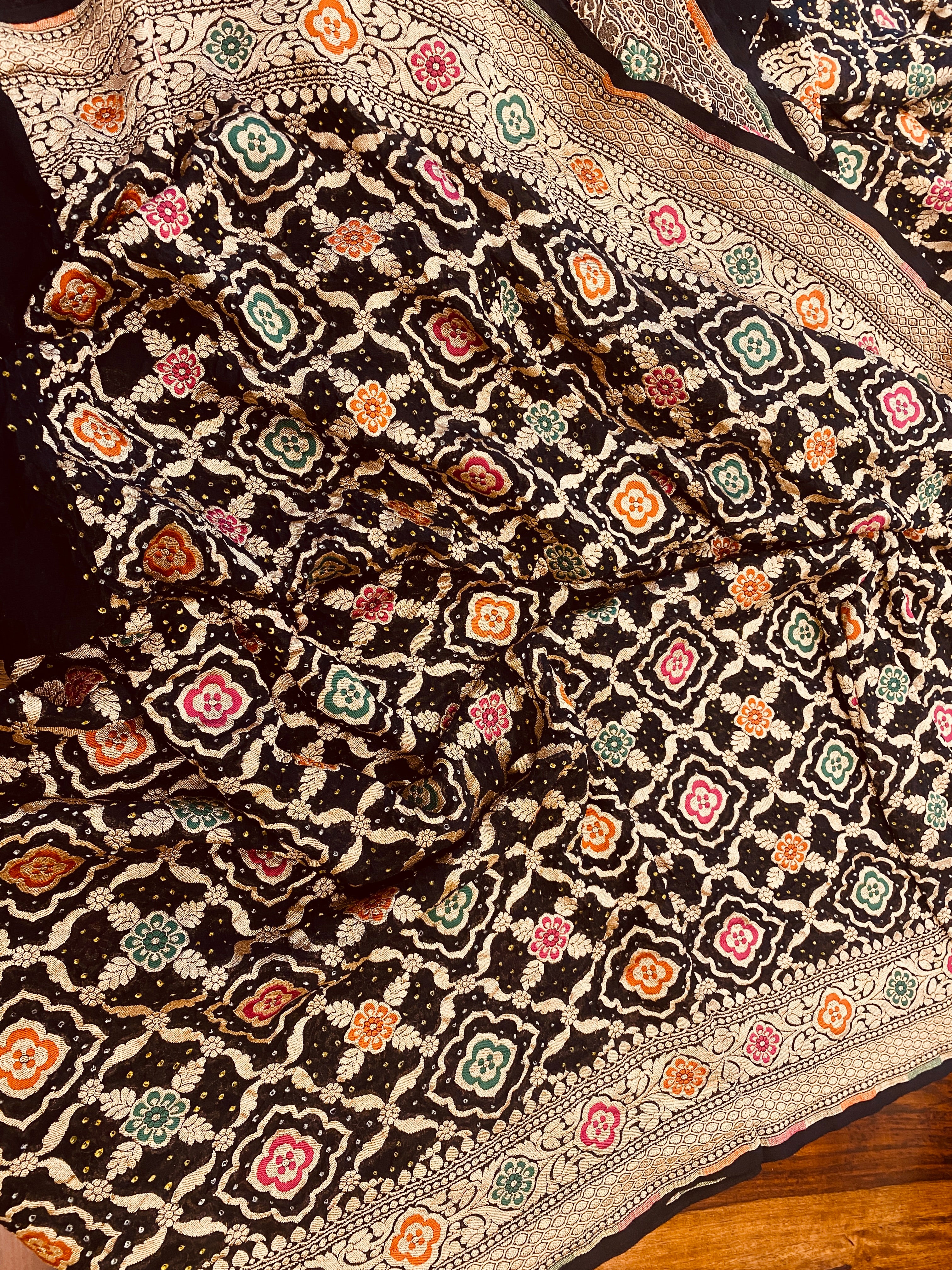 Meenakari Banarasi Bandhani Saree