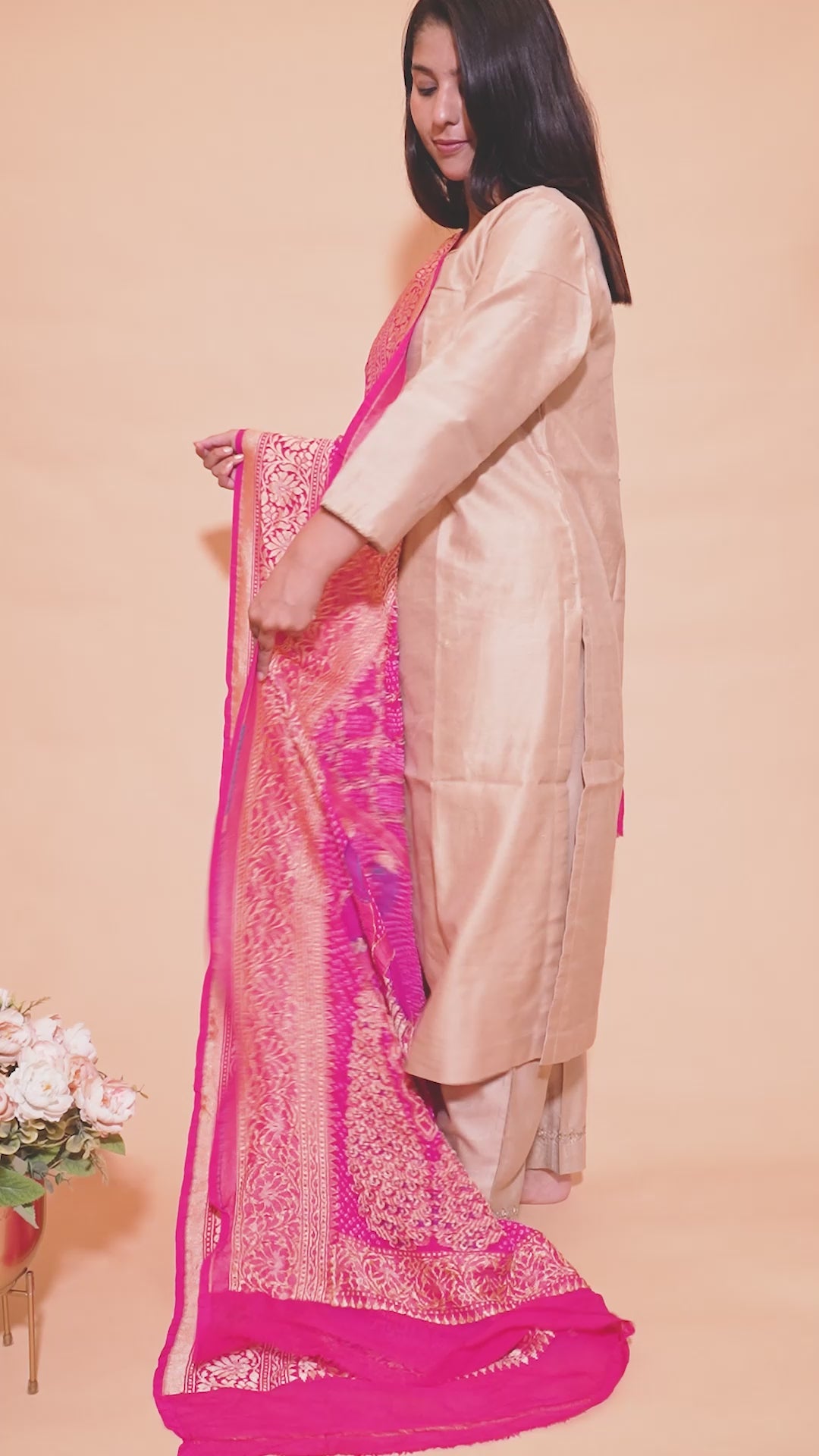 Pure Khaddi Georgette Neemzari Rai Bandhani Dupatta